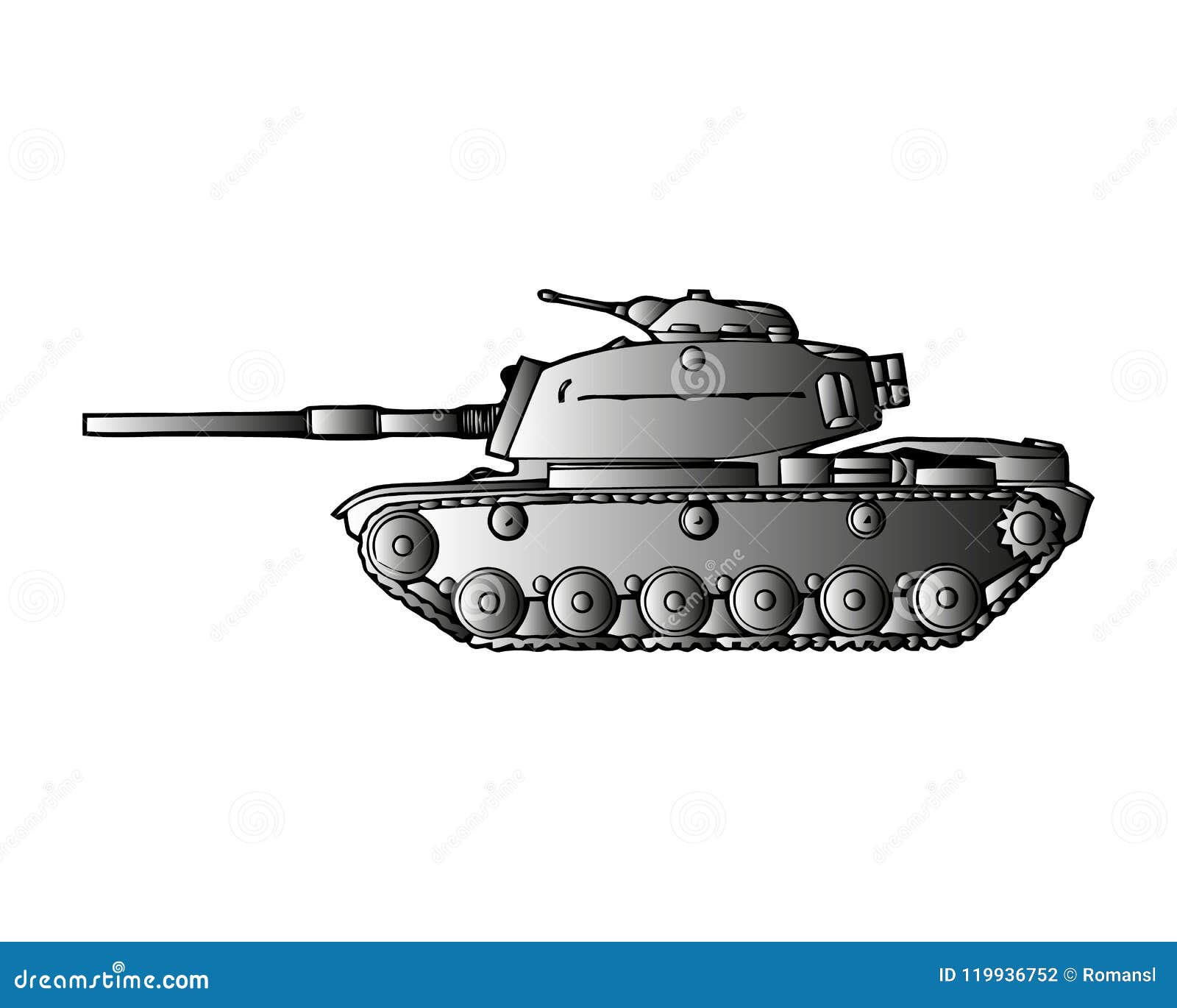 military tank  on white. armoured fighting vehicle ed for front-line combat, with heavy firepower, strong armour