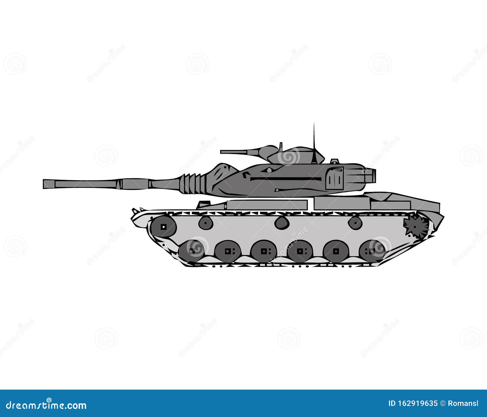 military tank  on white. armoured fighting vehicle ed for front-line combat, with heavy firepower, strong armour