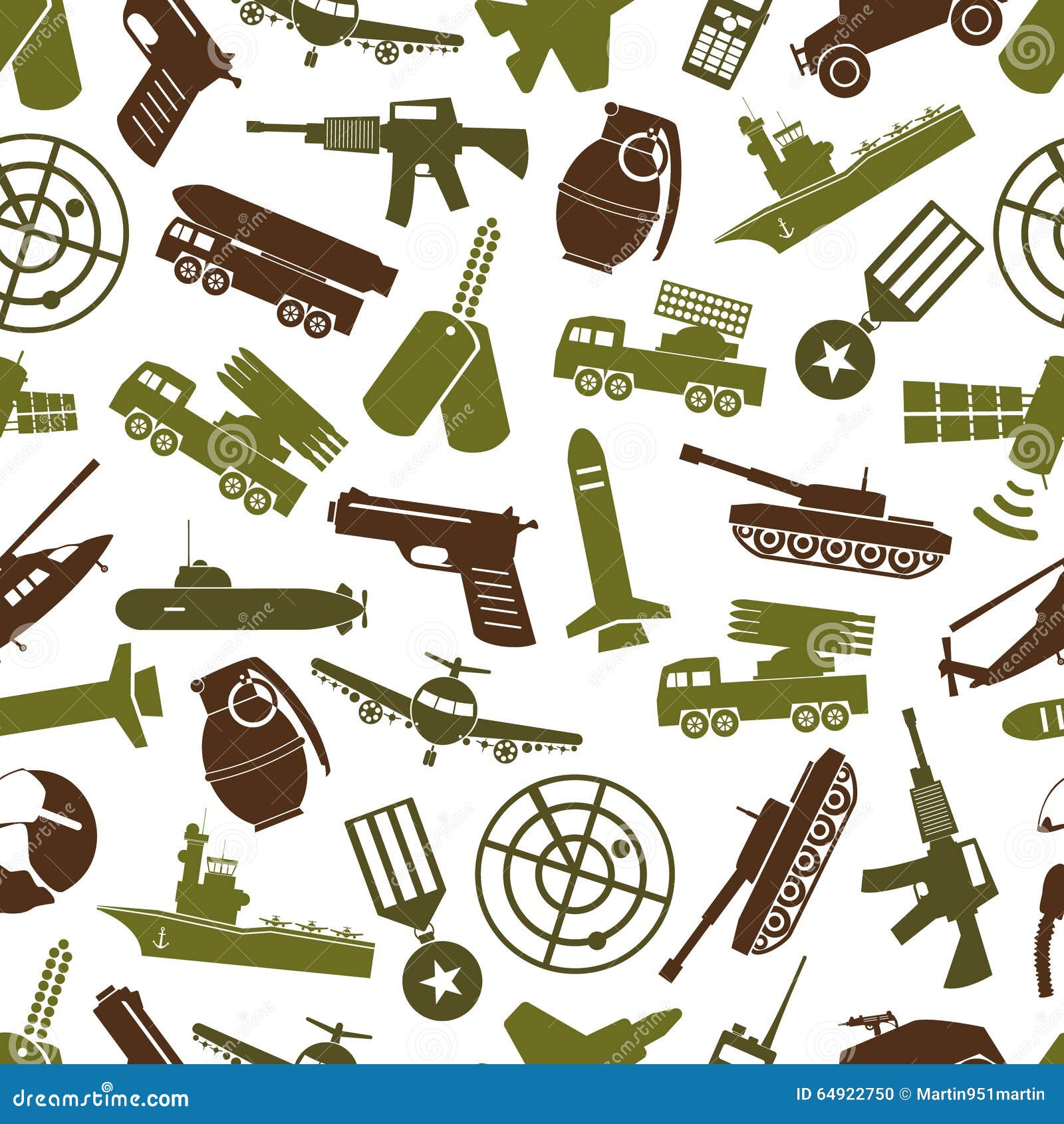 Military Theme Colors Icons Seamless Pattern Stock Vector ...