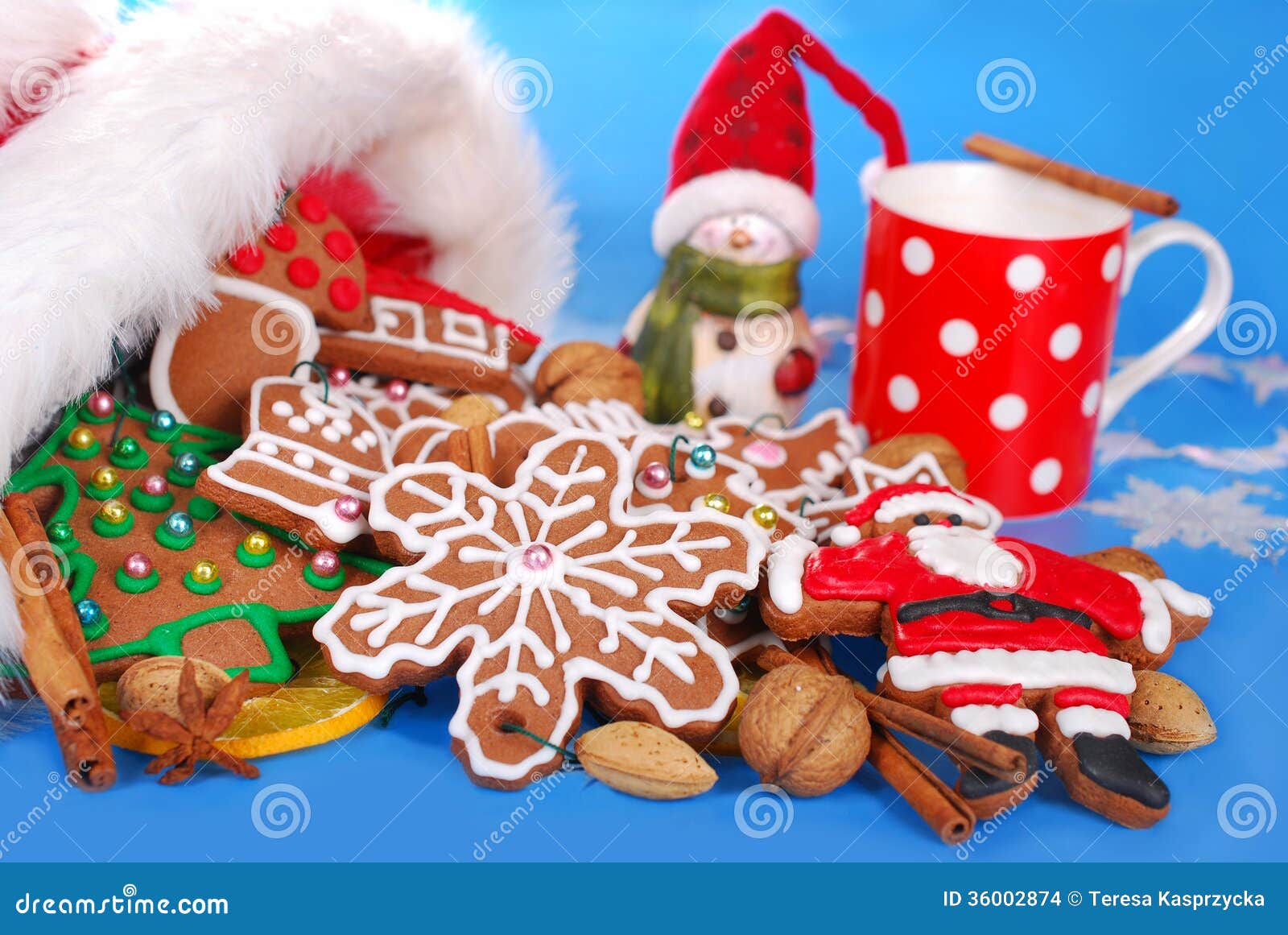 Milk and Assortment of Gingerbread Cookies for Santa Stock Photo ...