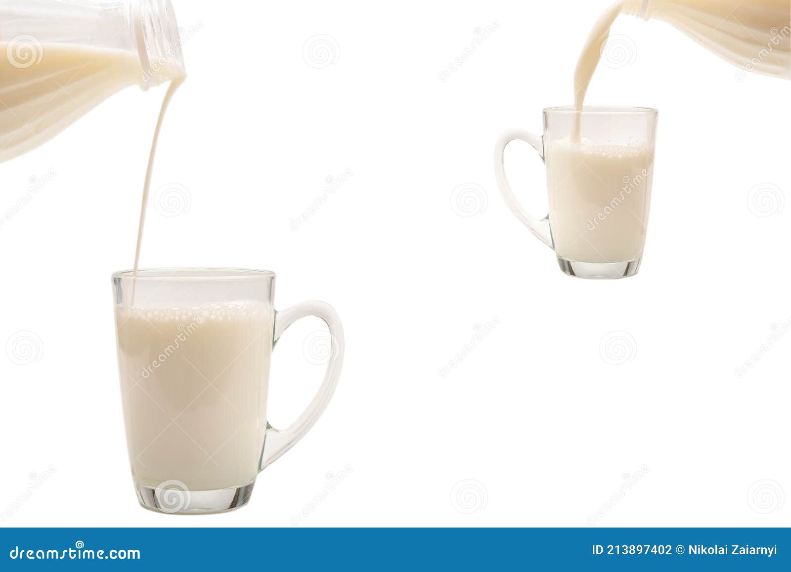 Milk is Being Poured from a Bottle into a Cup Stock Photo Image of