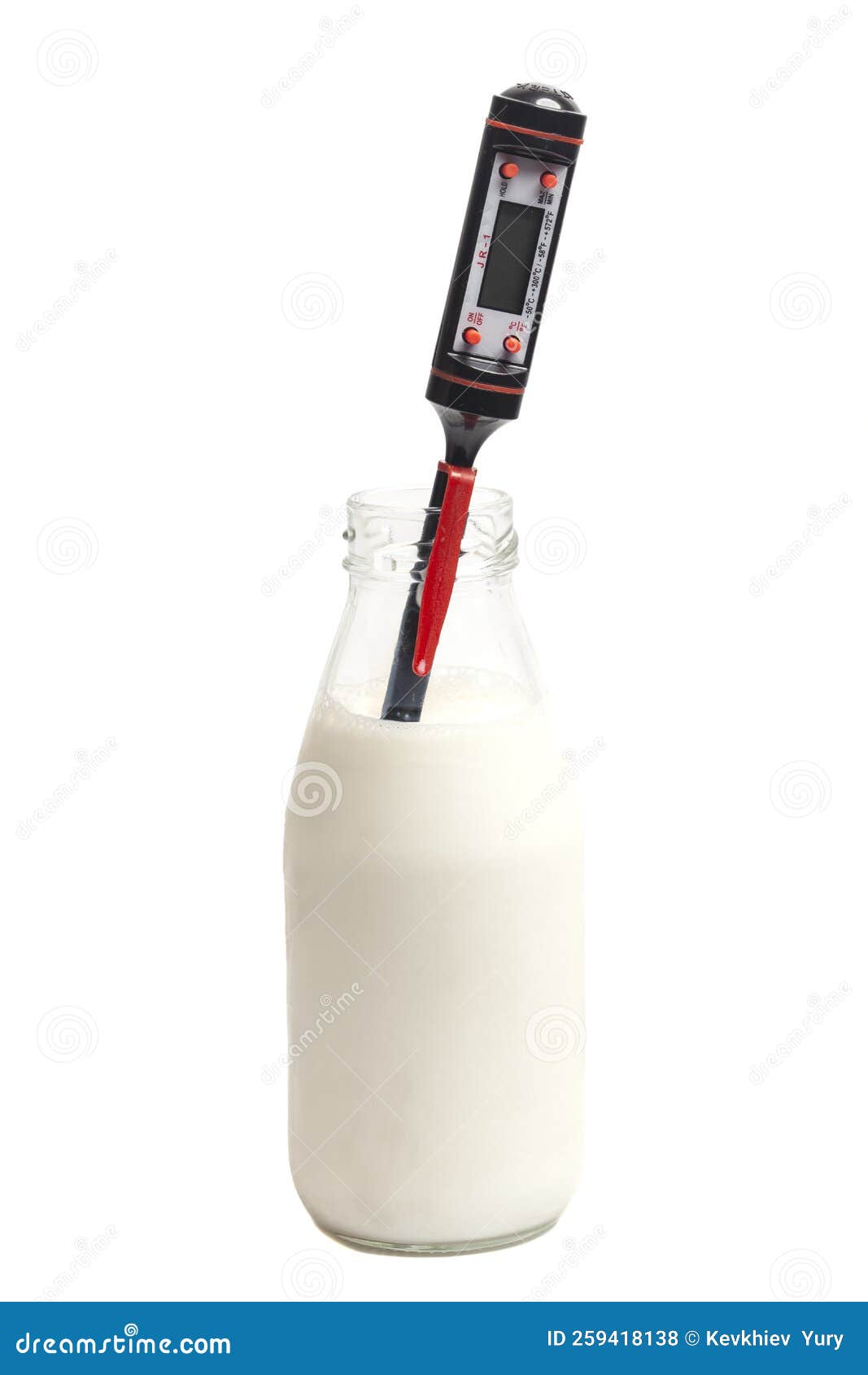Milk Bottle with Thermometer Isolated on White Stock Photo Image of