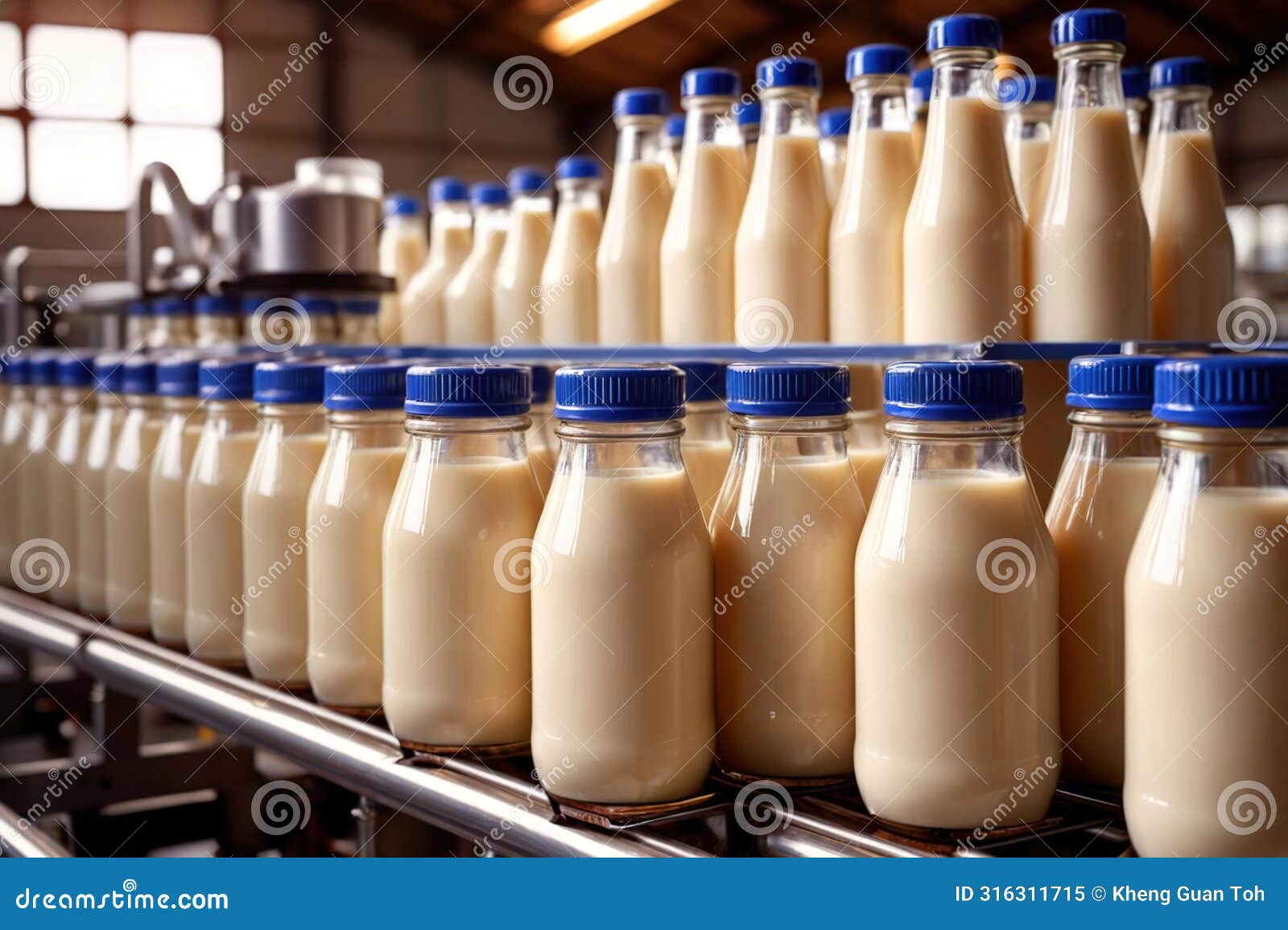 Milk Bottling Line at Dairy Processing Manufacturing Factory Plant ...