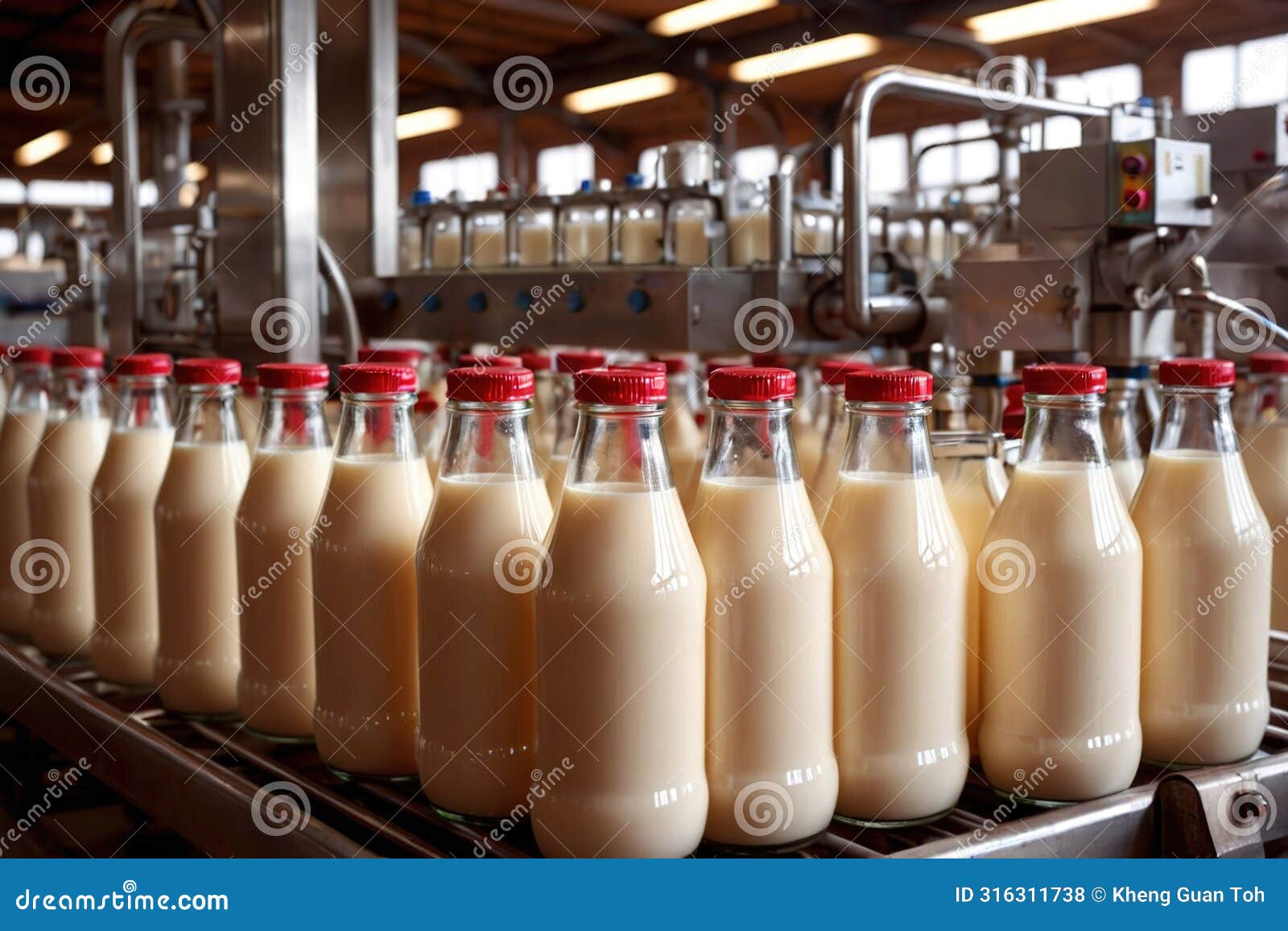 Milk Bottling Line at Dairy Processing Manufacturing Factory Plant ...