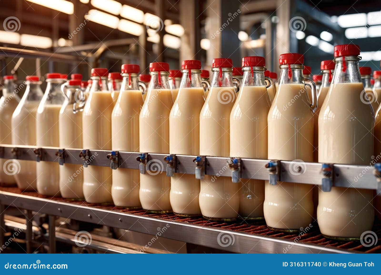 Milk Bottling Line at Dairy Processing Manufacturing Factory Plant ...