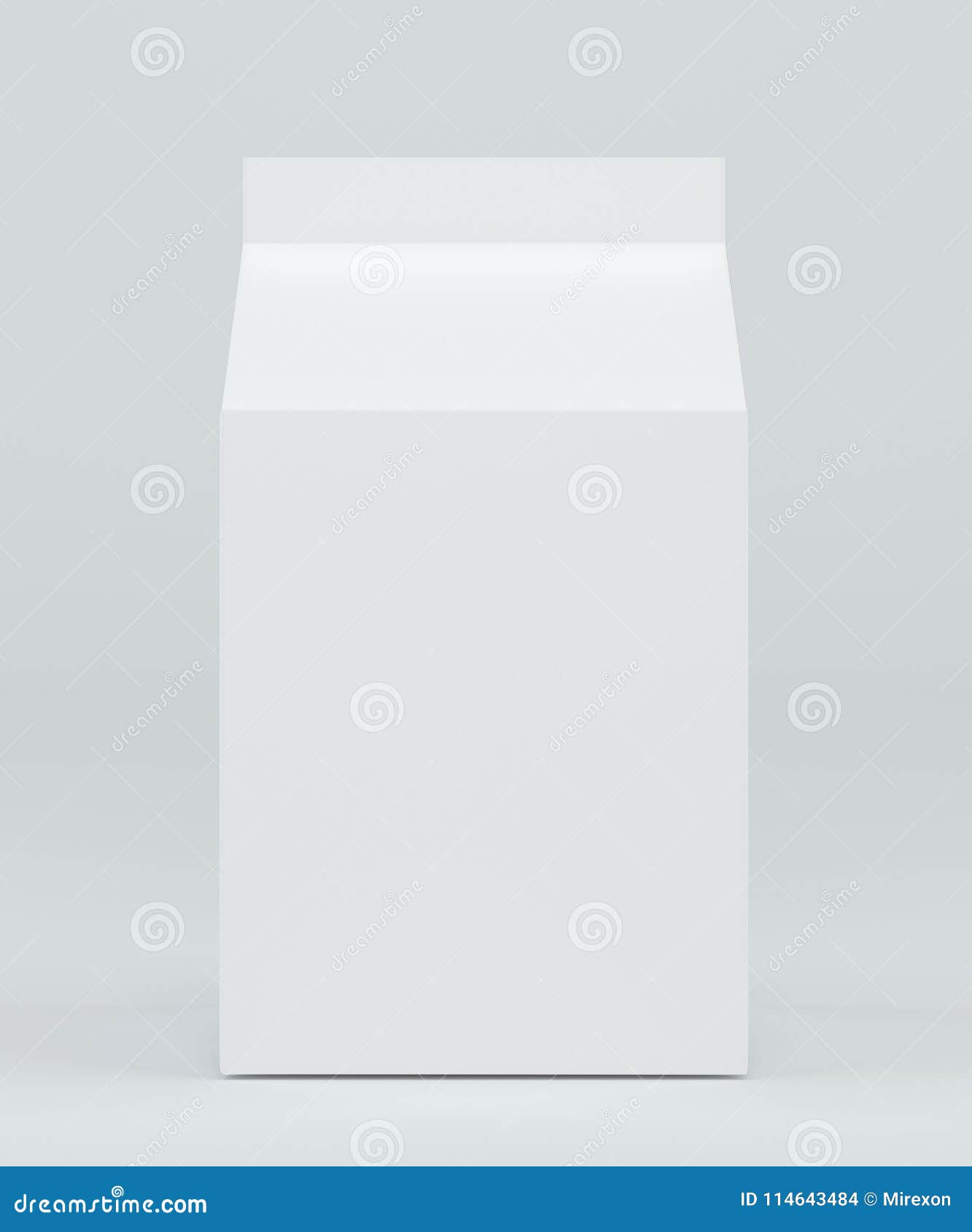 Download Milk Box Front View. Carton Box Mock-up. White Clear Empty Box. 3d Rendering Stock Illustration ...