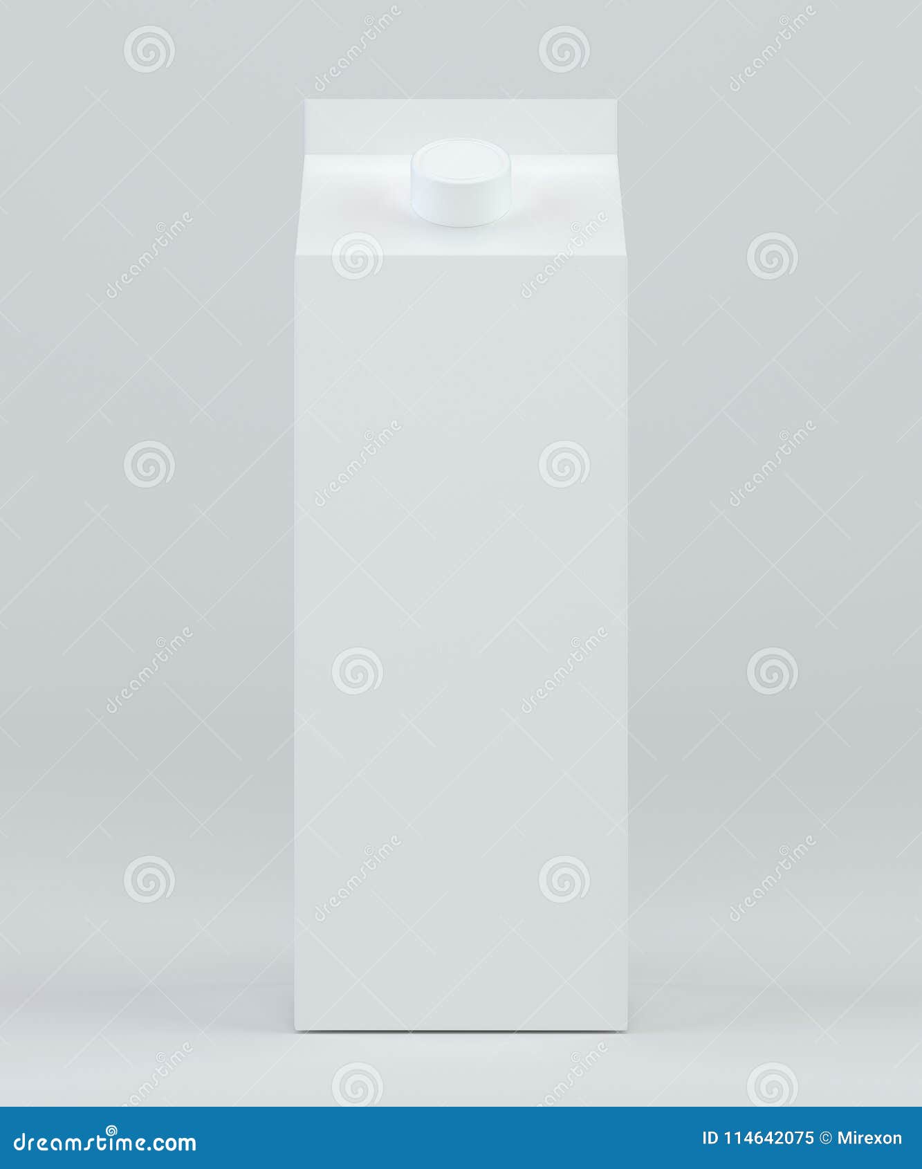 Download Milk Box Front View. Carton Box With Cap Mock-up. White Clear Empty Box. 3d Rendering Stock ...