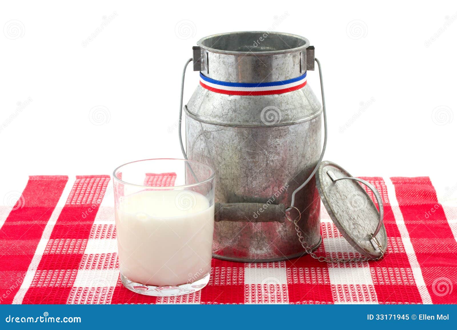 Milk Can and Glas of Milk Isolated on White Stock Image Image of