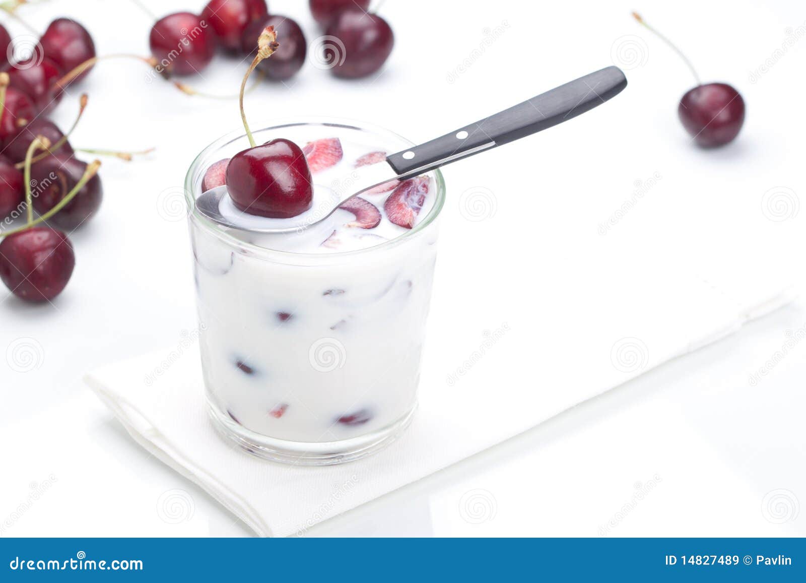 Milk with a cherry stock image. Image of glass, alcoholic 14827489