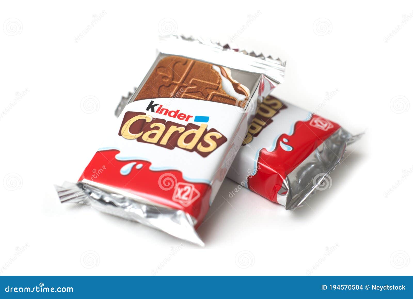 Milk Chocolate Bar Kinder Cards by Ferrero Compagny on White