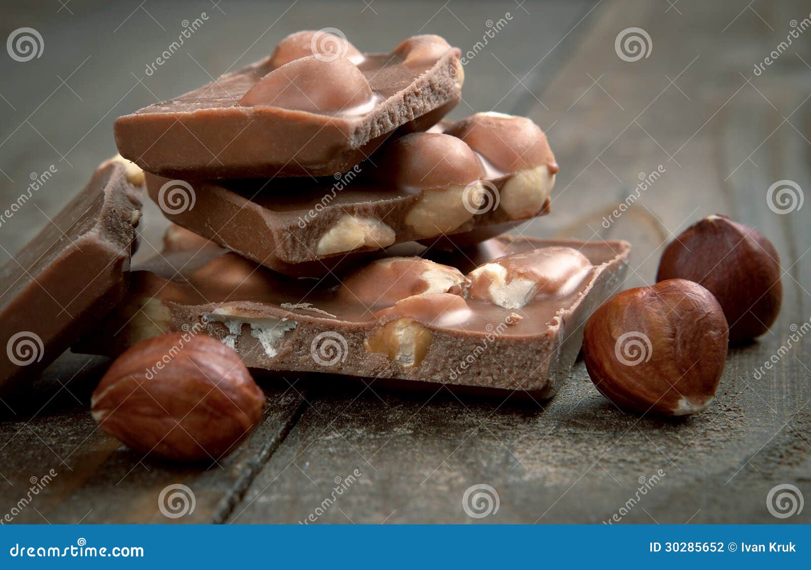 Milk Chocolate with Hazelnuts Stock Photo Image of cocoa, brown 30285652