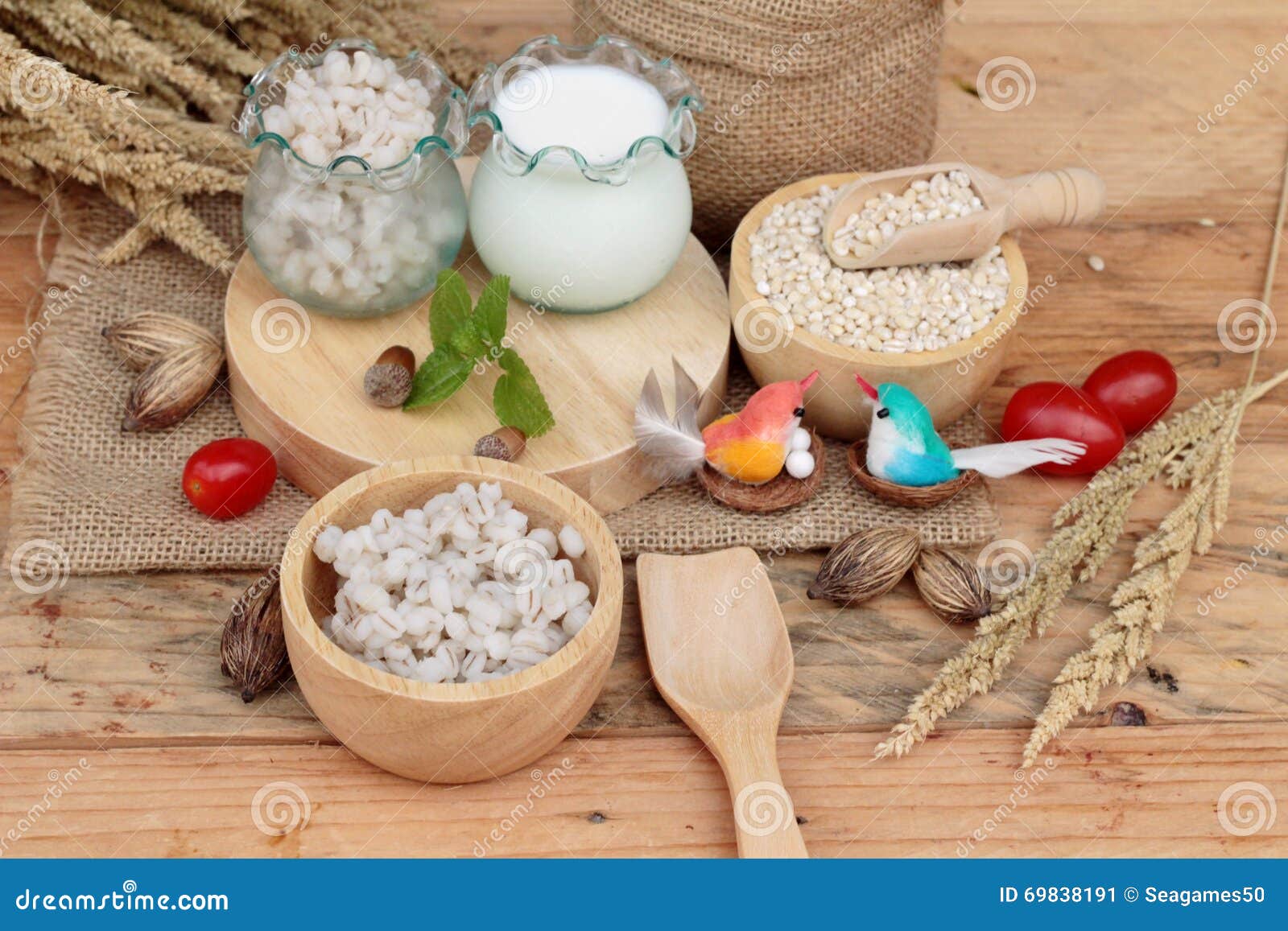 Milk and Cooked Barley for Health Delicious. Stock Image Image of