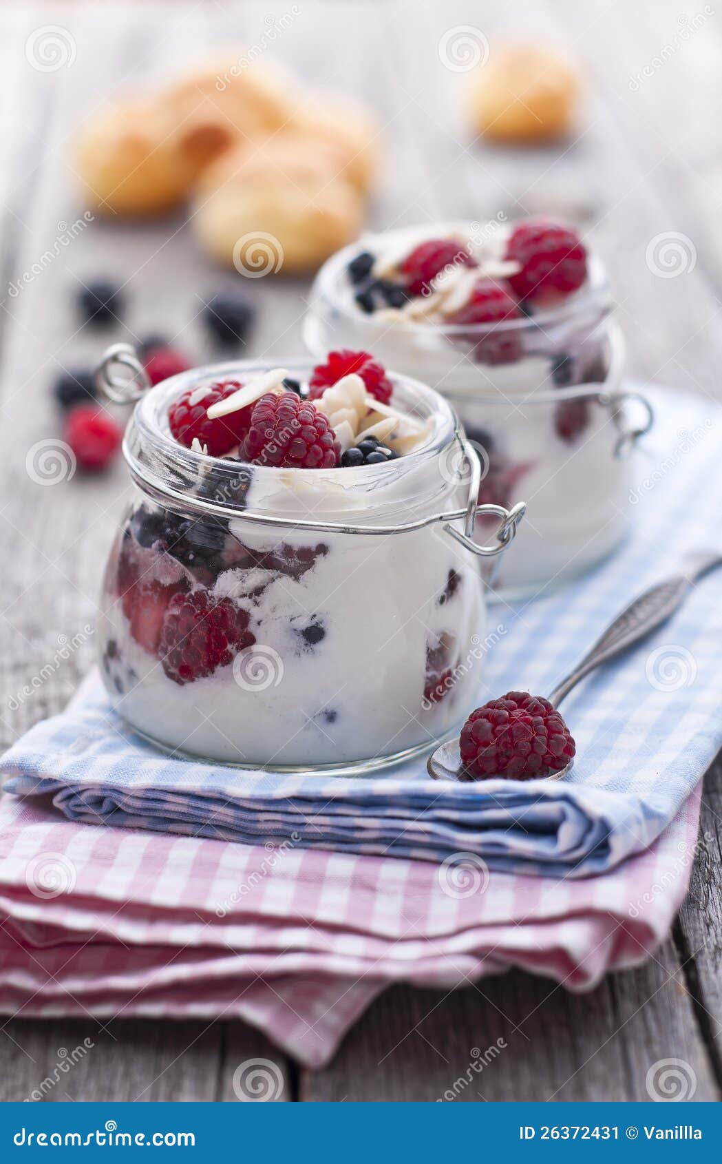 Milk and Cream Summer Dessert with Almonds Stock Image Image of