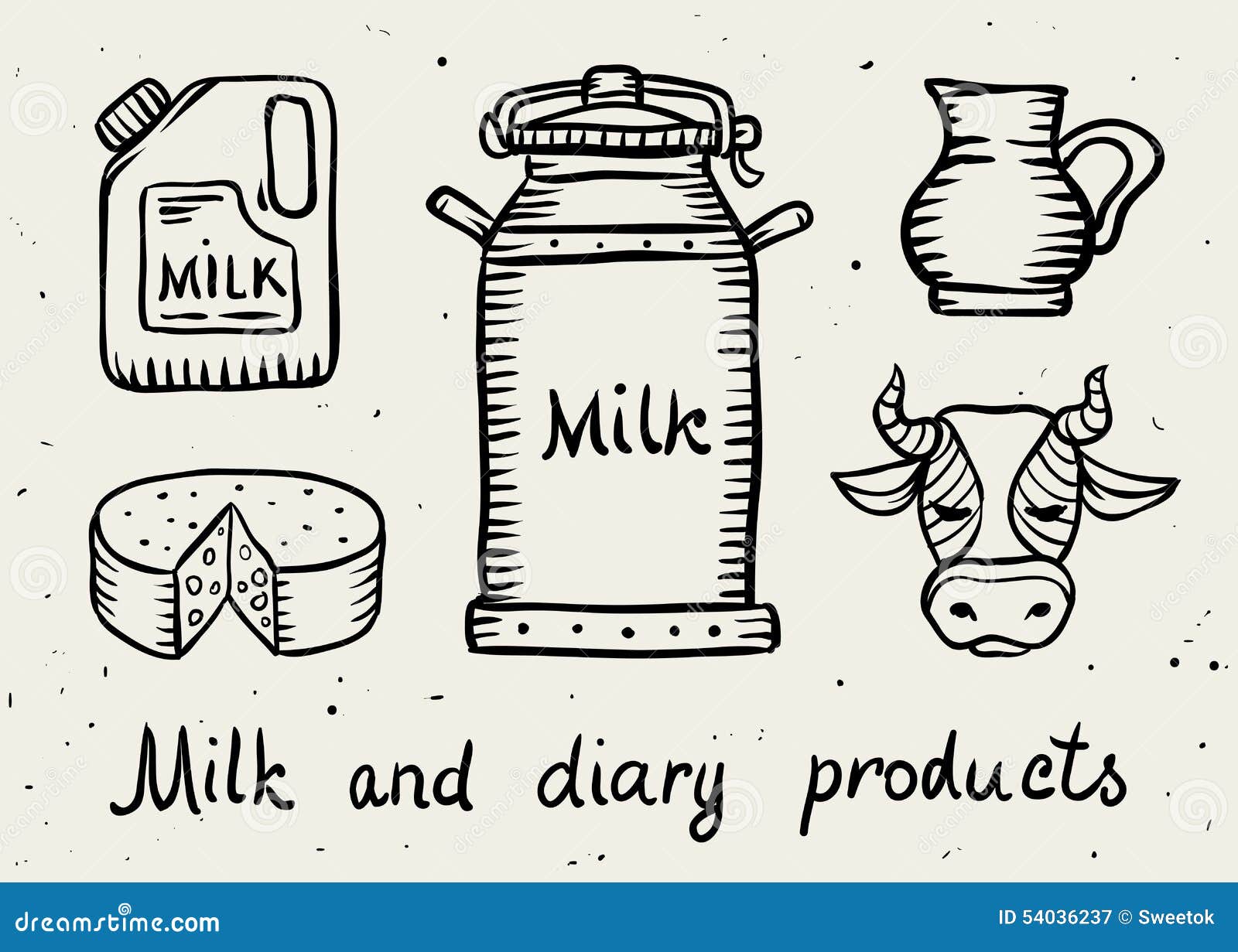 Premium Vector | Set of sketch and hand drawn element milk product  collection