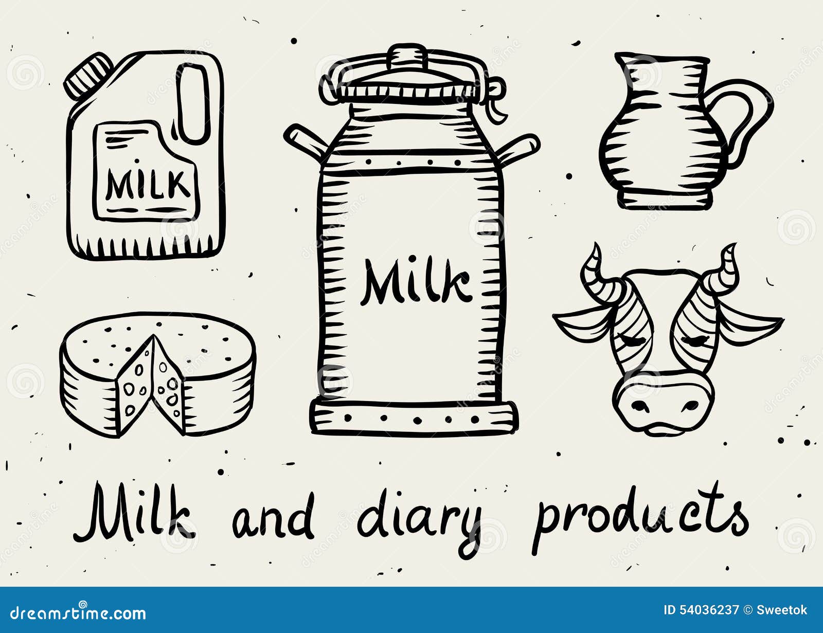 Milk and dairy products stock illustration. Illustration of groceries