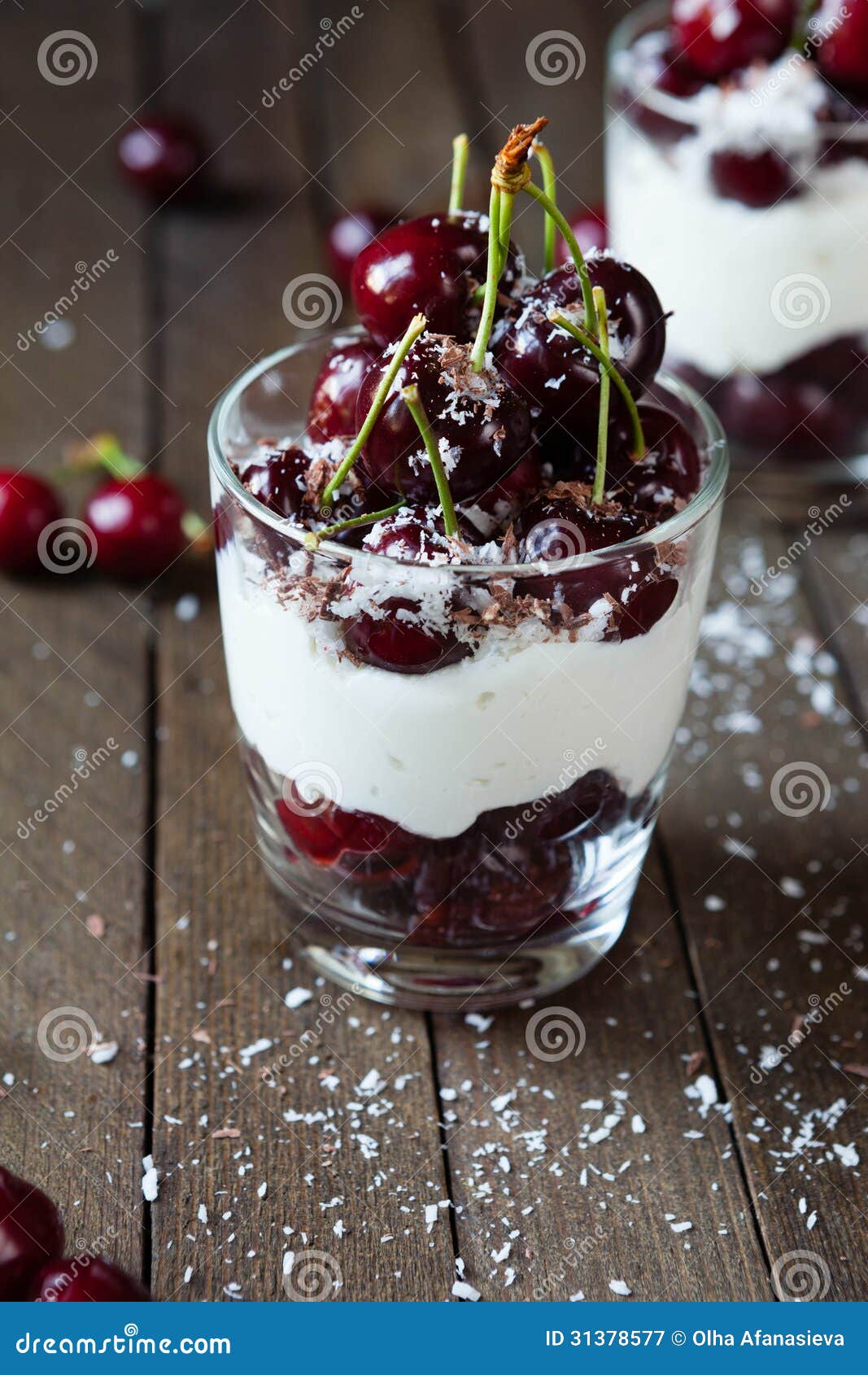 Milk dessert with cherries stock image. Image of icecream 31378577