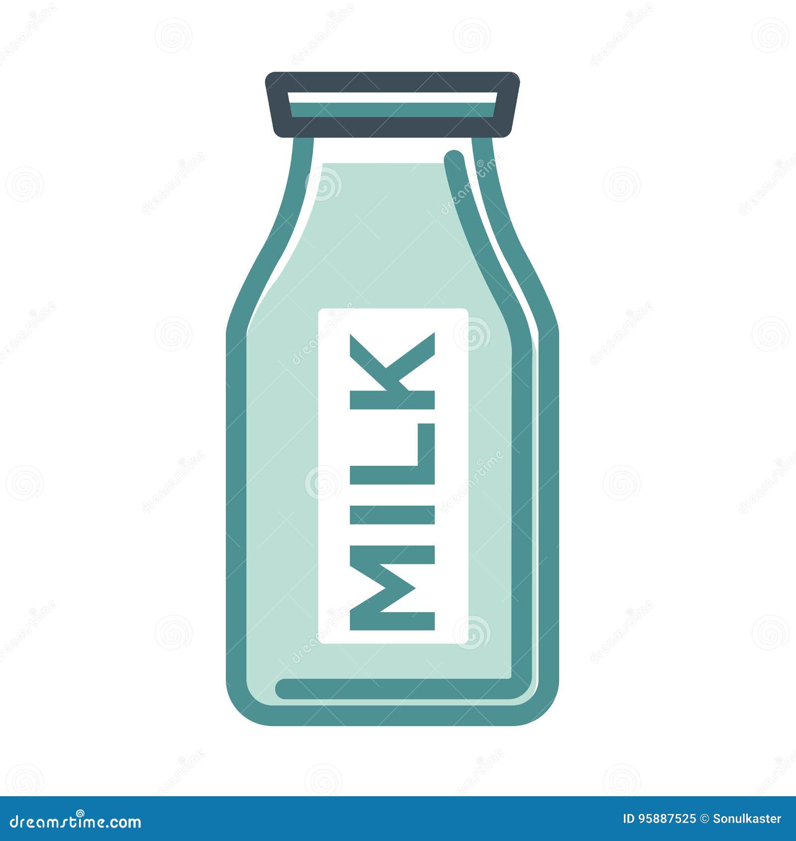 Milk Glass Bottle with Label Isolated on White Stock Vector ...