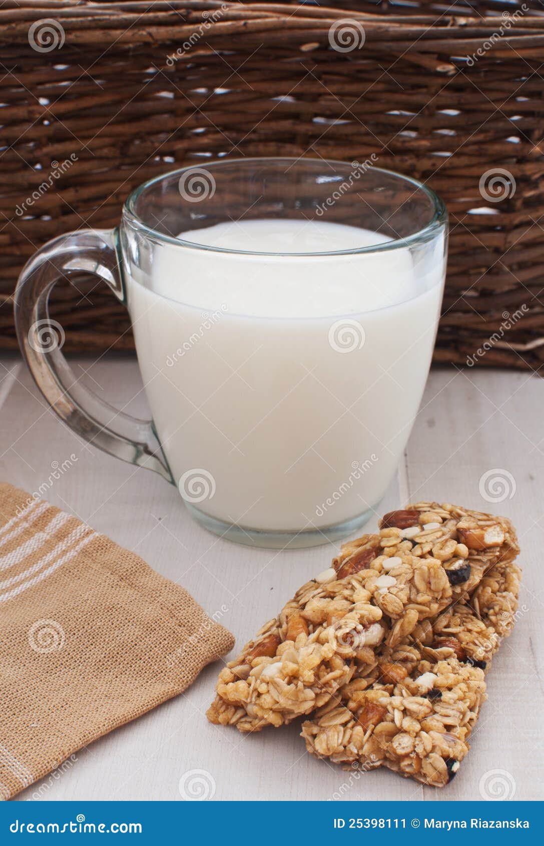 Milk and granola bars stock image. Image of white, milk 25398111