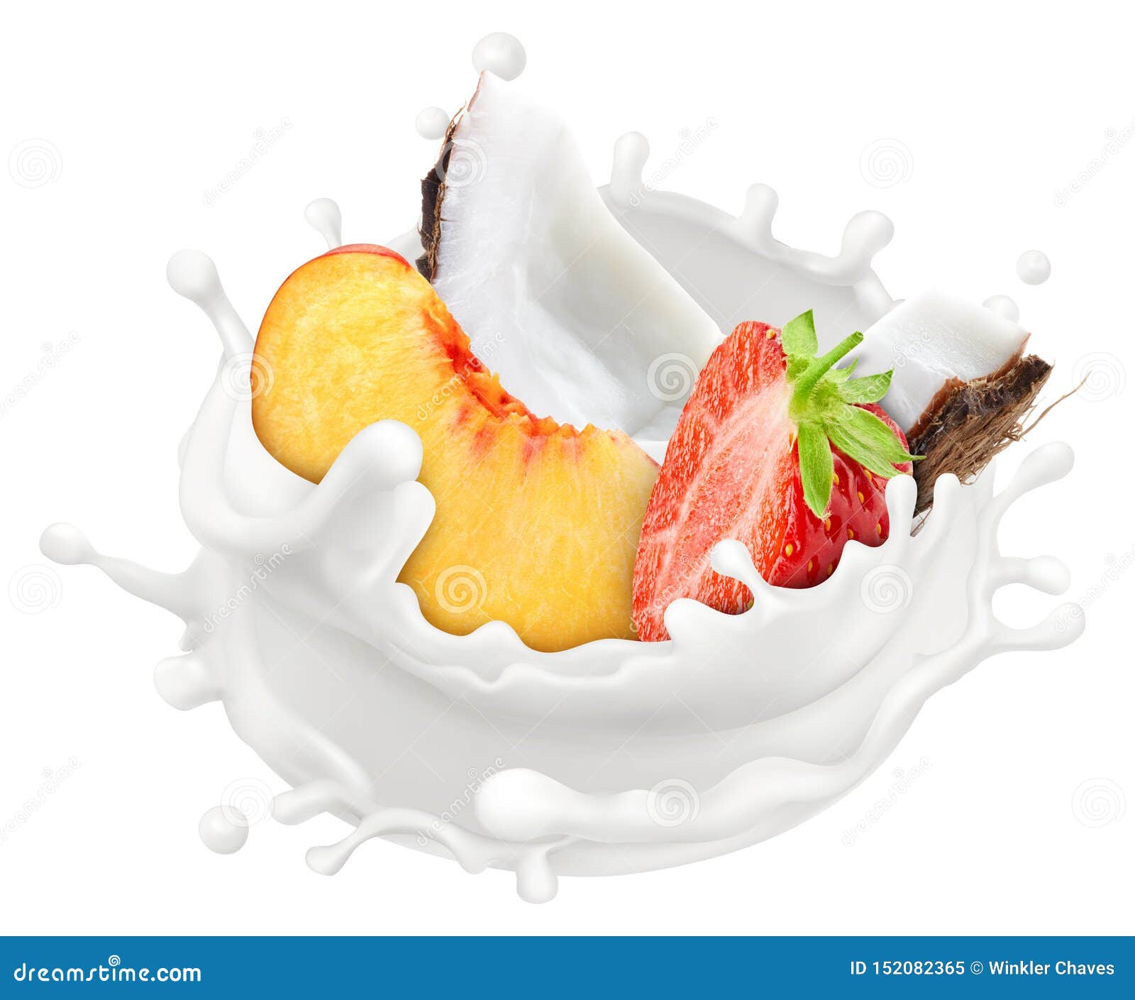 Milk and fruits splash stock image. Image of white, milk 152082365