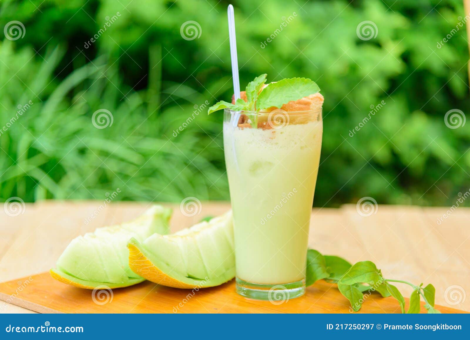 Milk Melon Smoothie in Glass Stock Image Image of milkshake, fruit