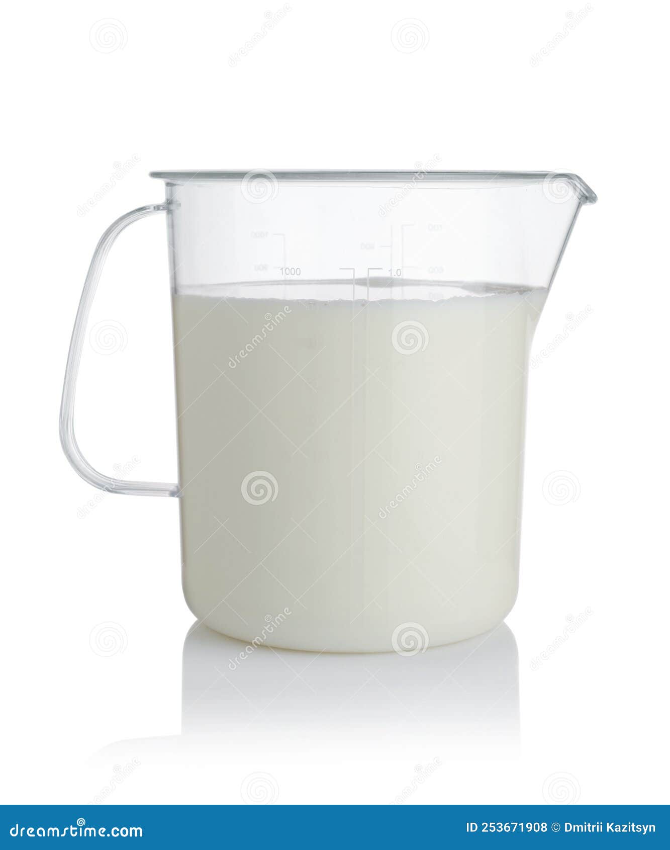 Milk in a Plastic Measuring Cup Isolated Stock Photo Image of