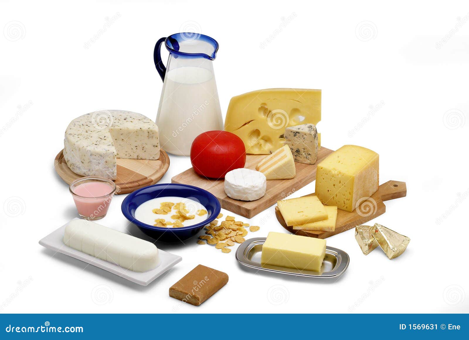 Milk Products. Tasty Healthy Dairy Products On A Table. RoyaltyFree