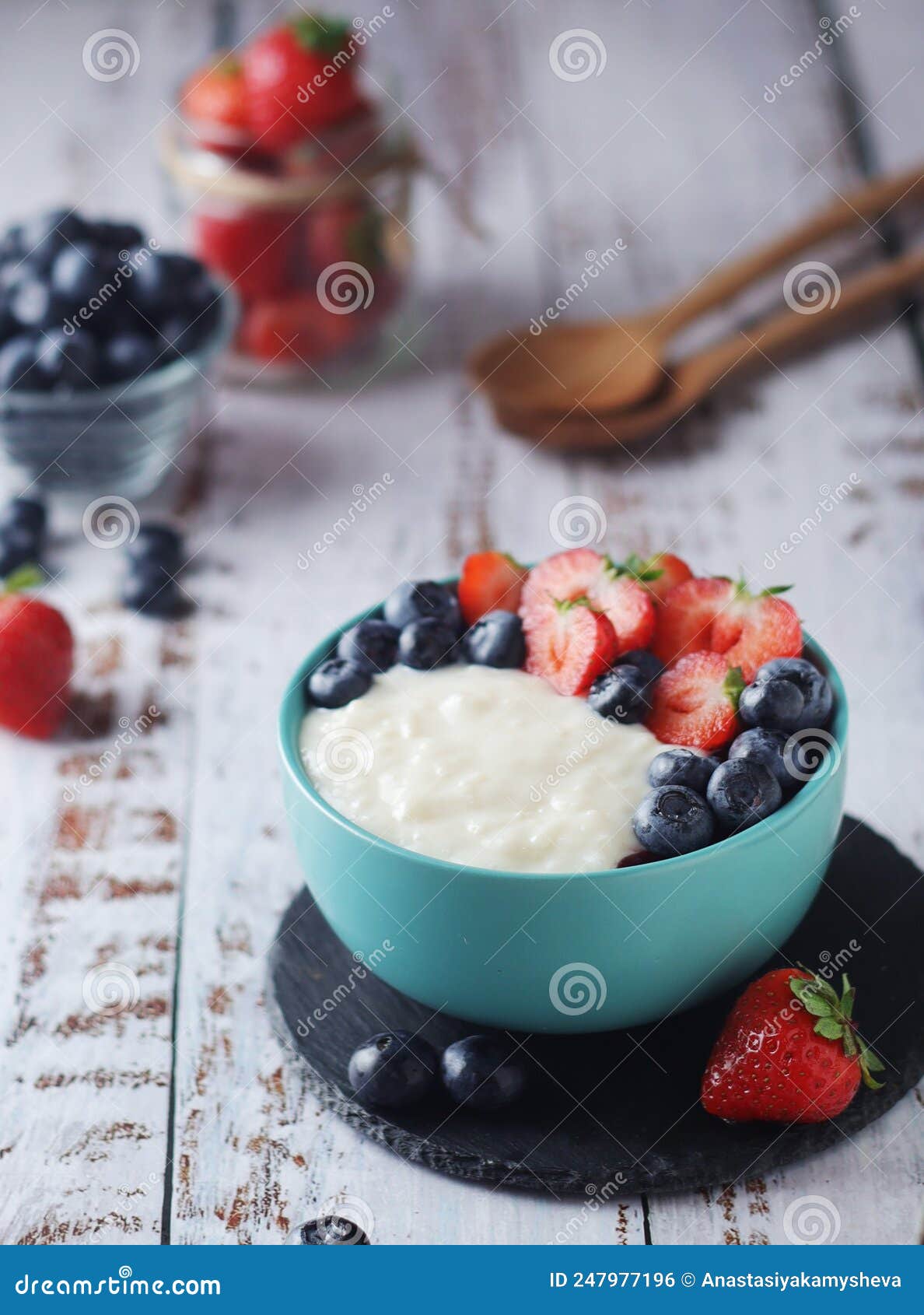 Milk Rice with Berries Ready for Breakfast Stock Photo Image of