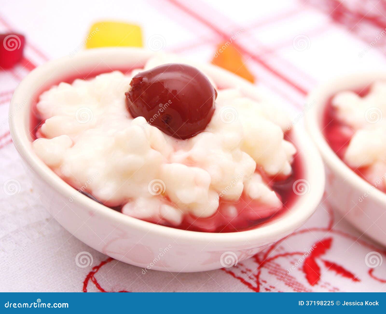 Milk rice with cherries stock image. Image of sugar, milkrice 37198225