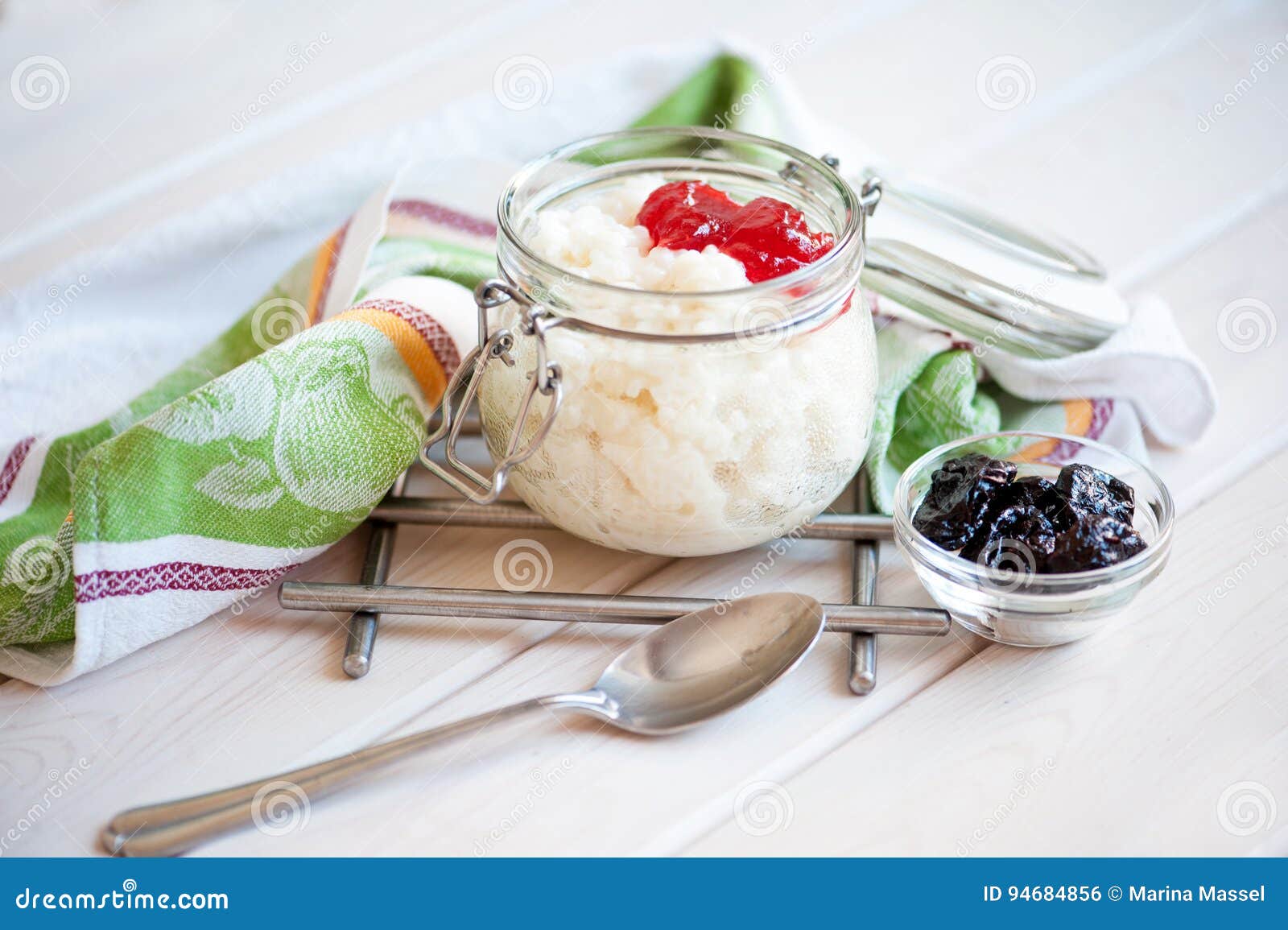 Milk Rice Porridge with Jam. Stock Photo Image of baby, cooked 94684856