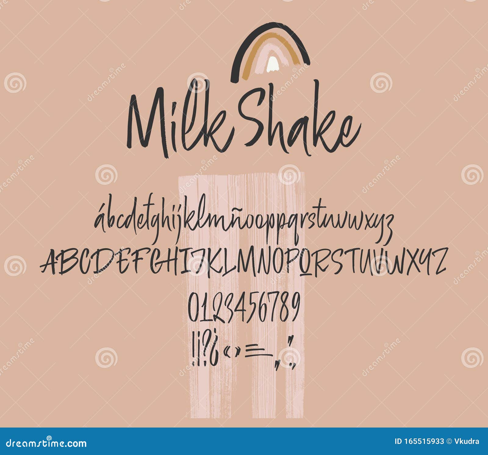 Milk Shake Handwritten Font Script Stock Vector Illustration