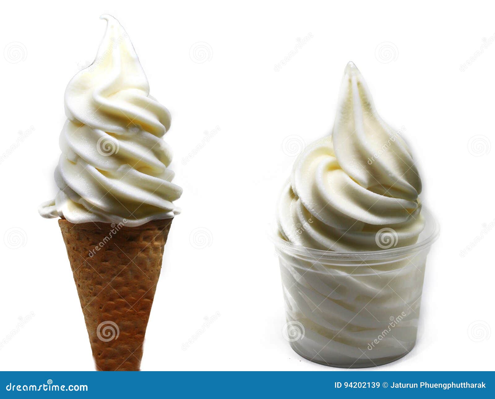 Milk Soft Serve Ice Cream in a Cone and a Cup Stock Image Image of
