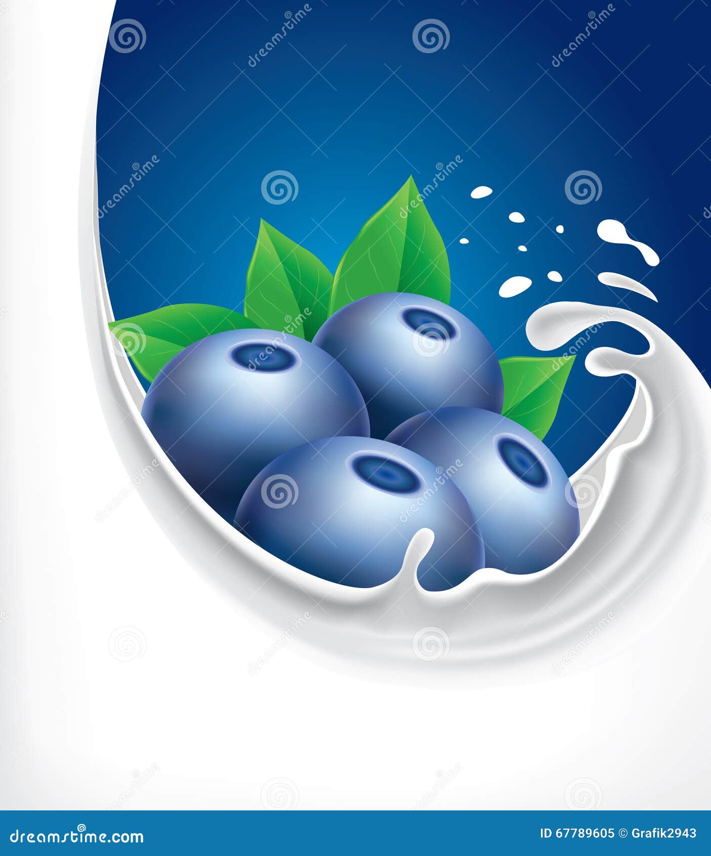 Milk splash with blueberry stock illustration. Illustration of milk