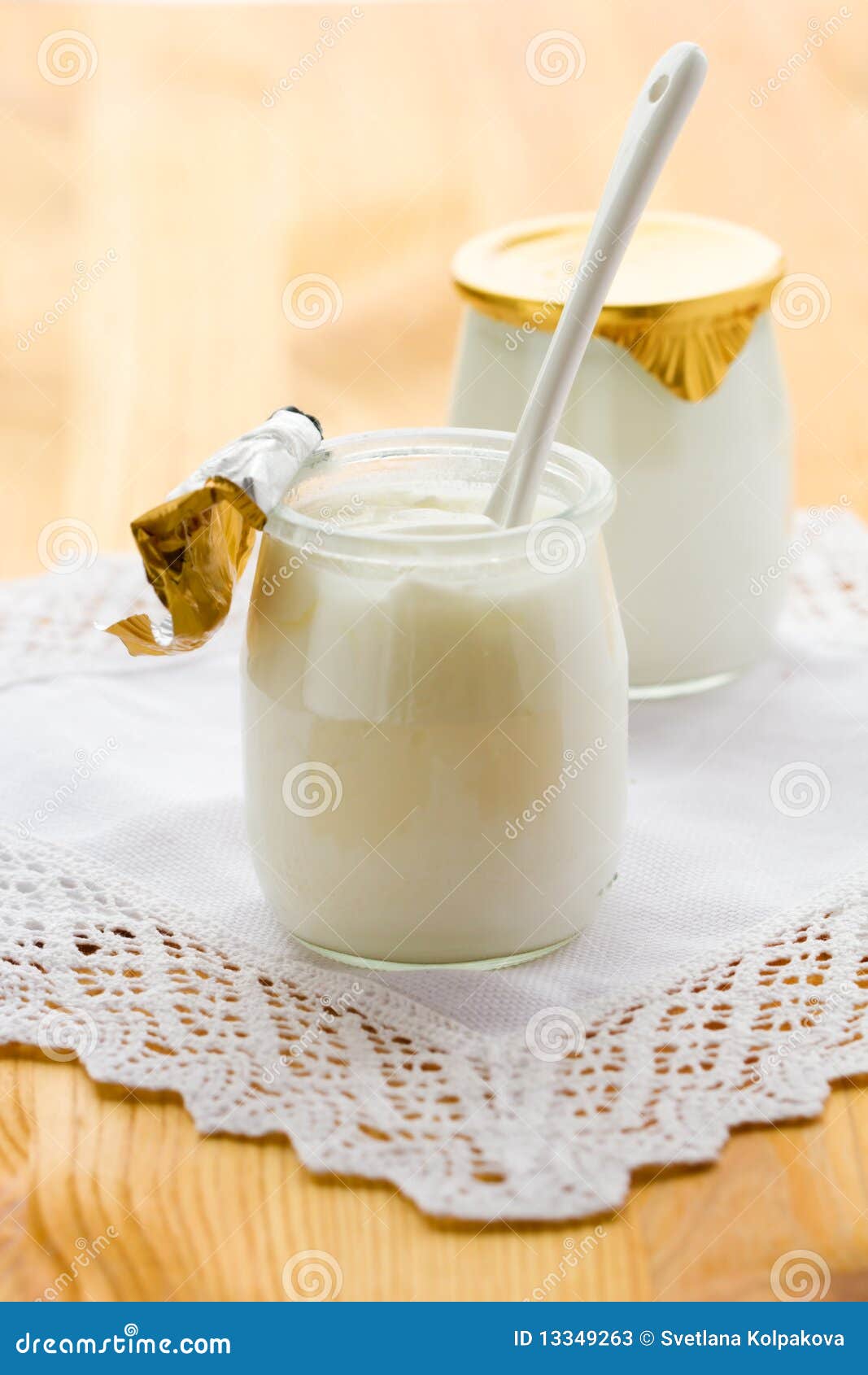 Milk yogurt stock image. Image of spoon, product, healthy 13349263