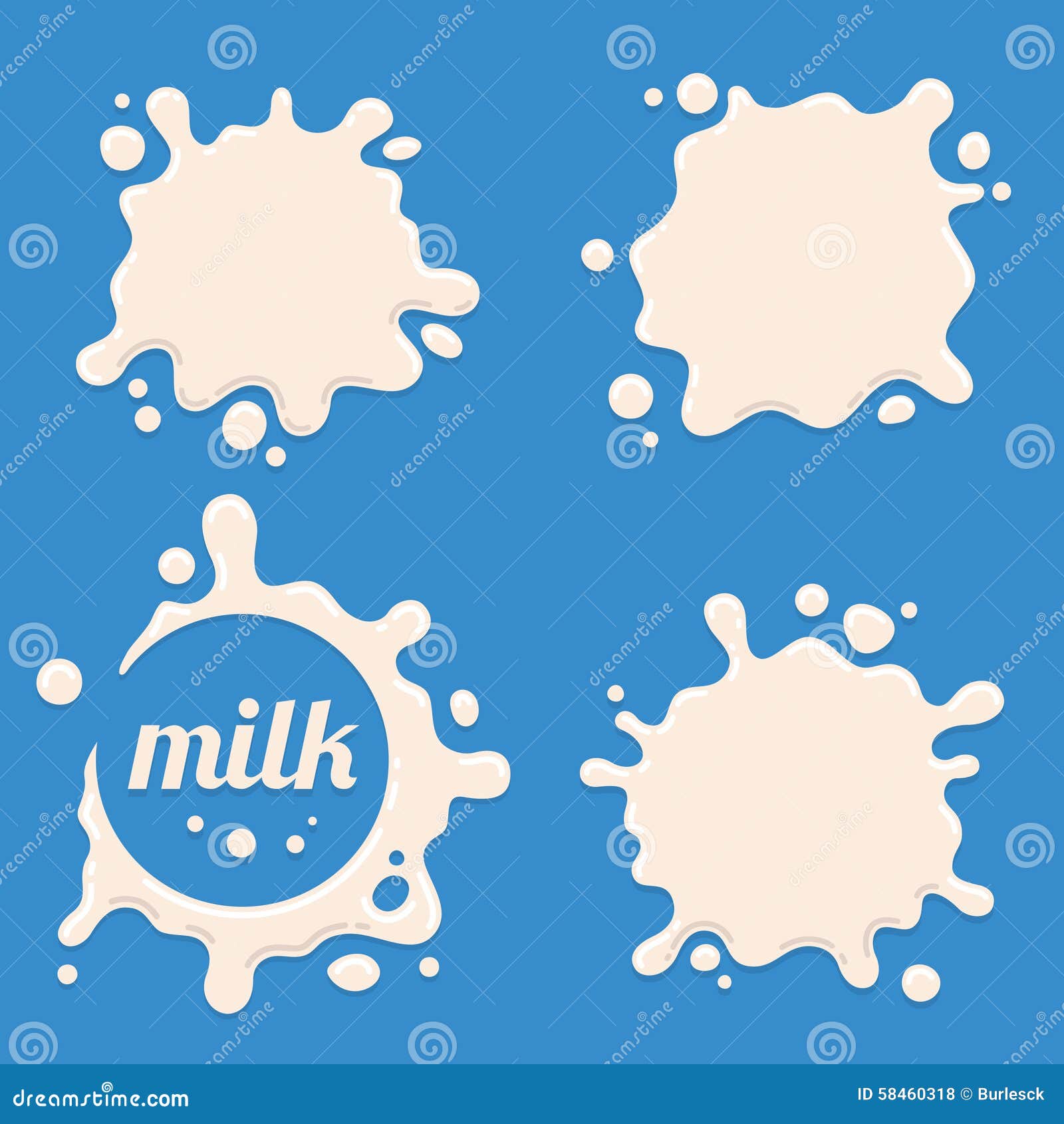 milk, yogurt or cream splash blot  set