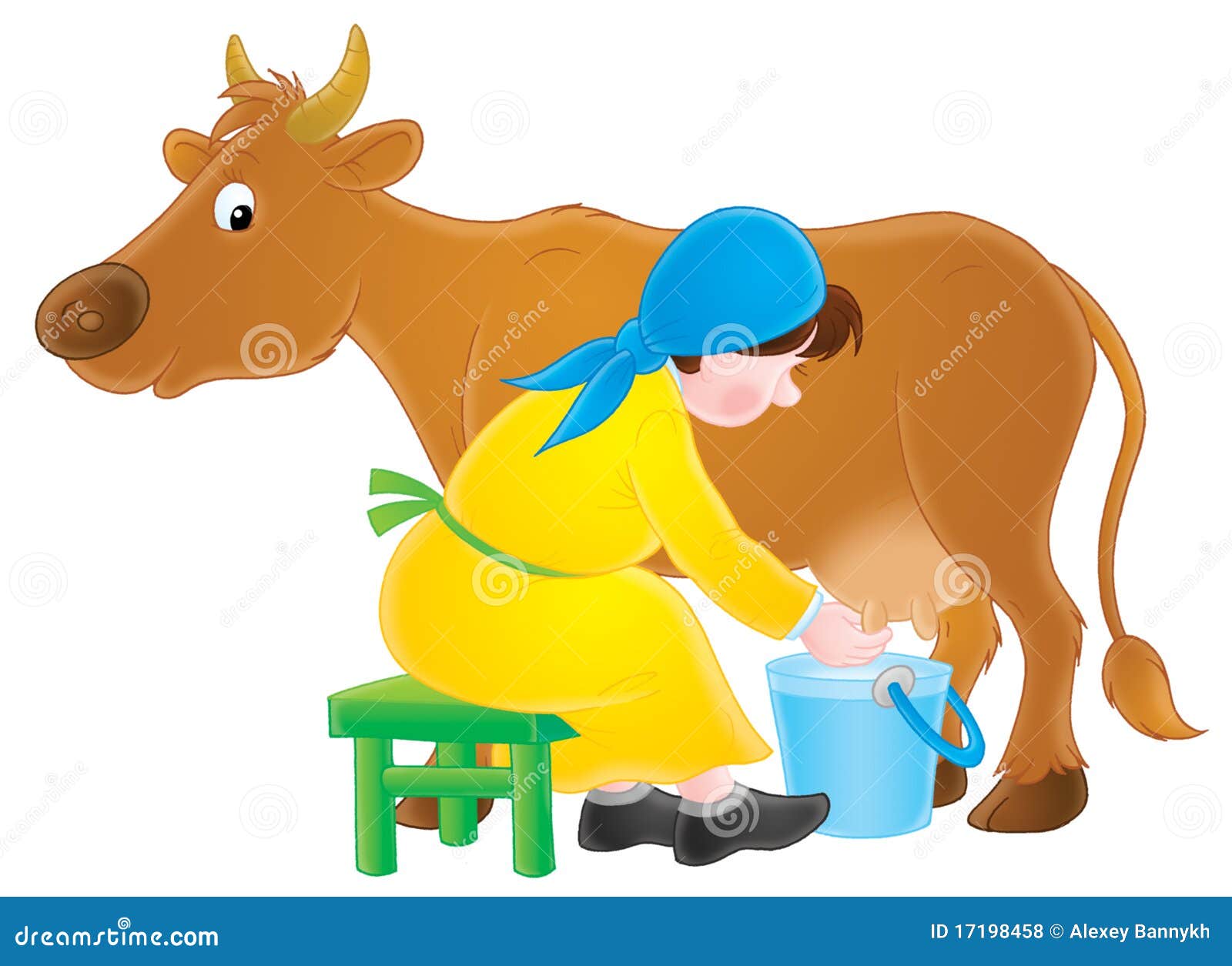 Milking Girls In A Fantasy World Milking dairymaid stock illustration. Illustration of work - 17198458