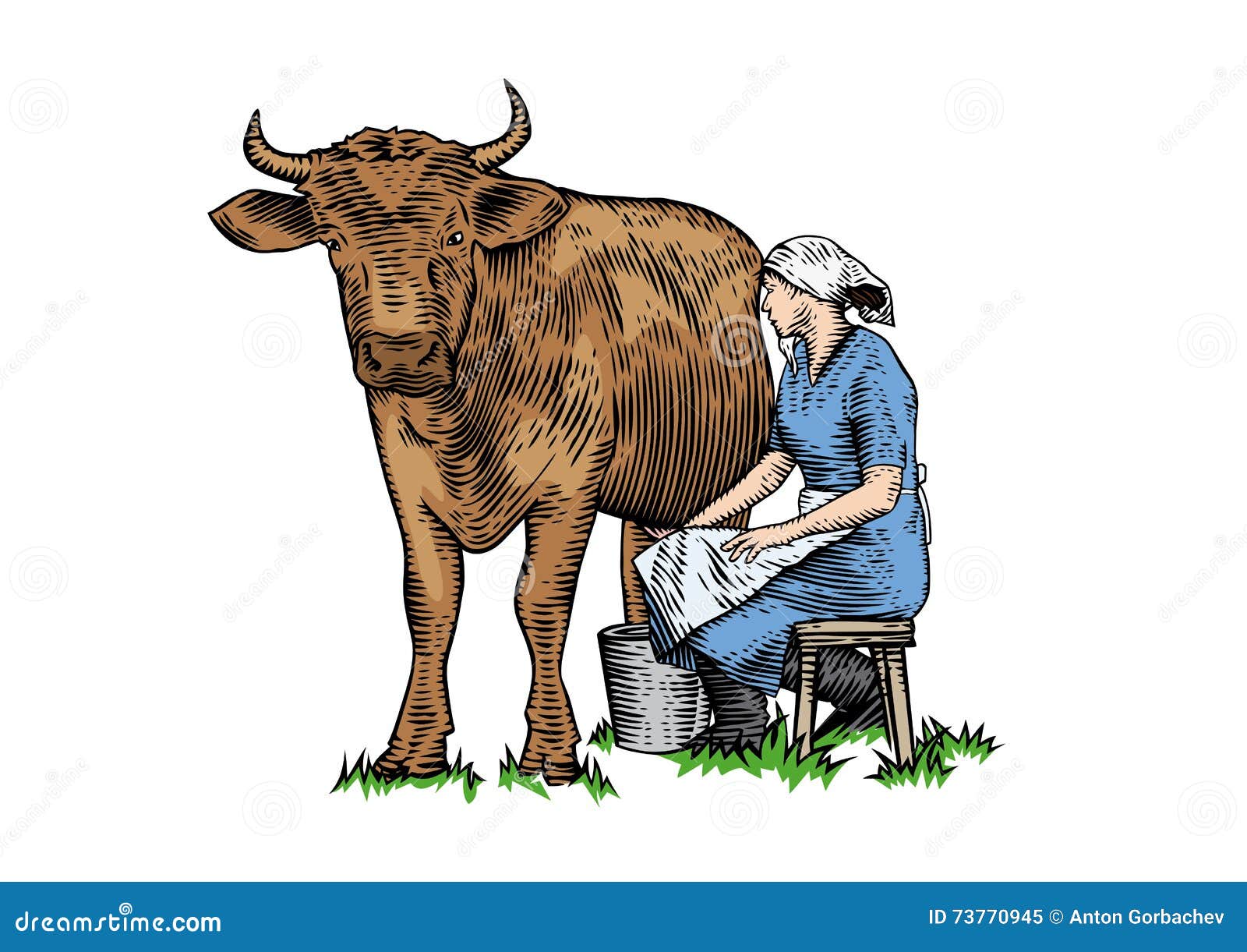 milkmaid milking cow