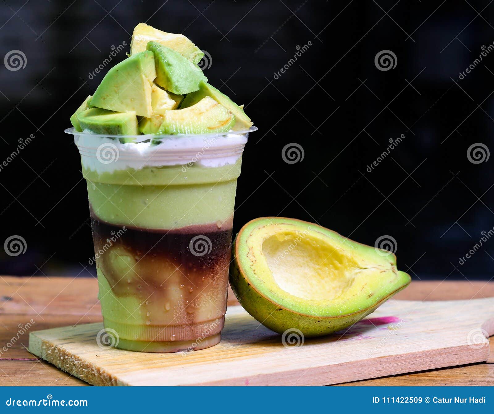 Milkshake with Avocado Pieces, Version 1 Stock Image - Image of close ...
