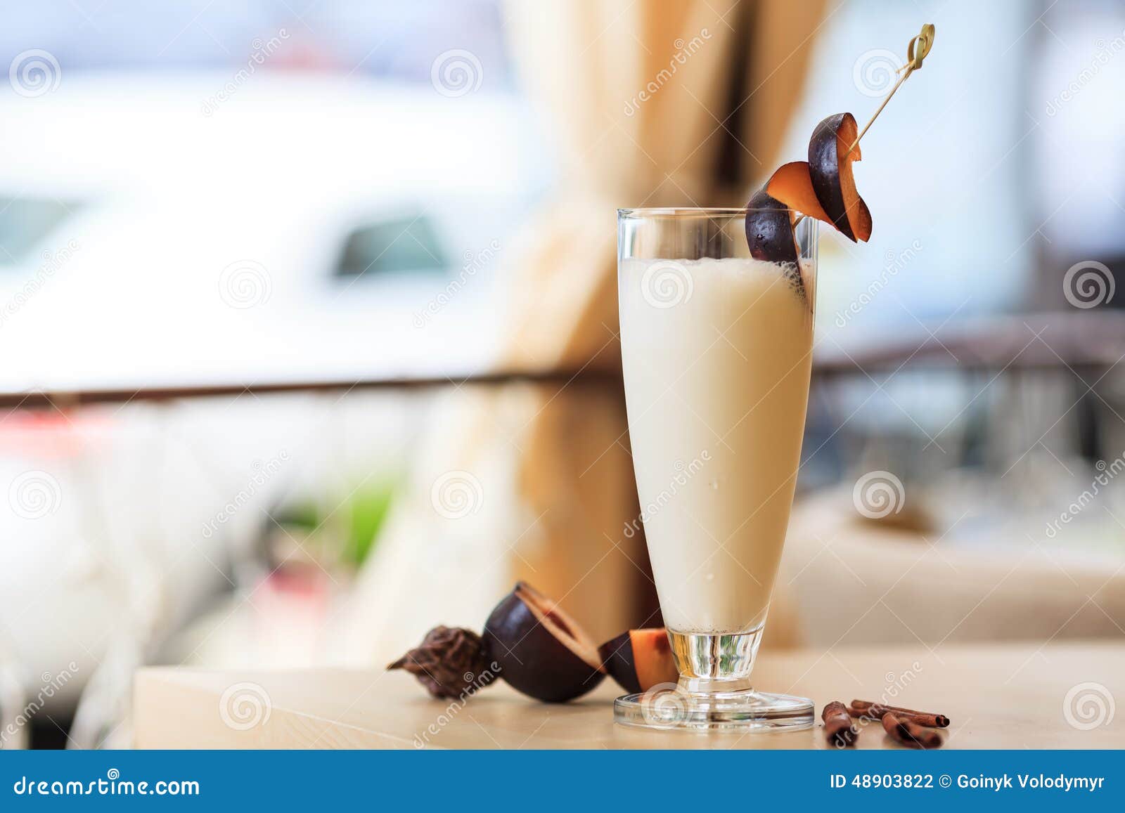 Milkshake with fresh plums stock photo. Image of ingredient 48903822