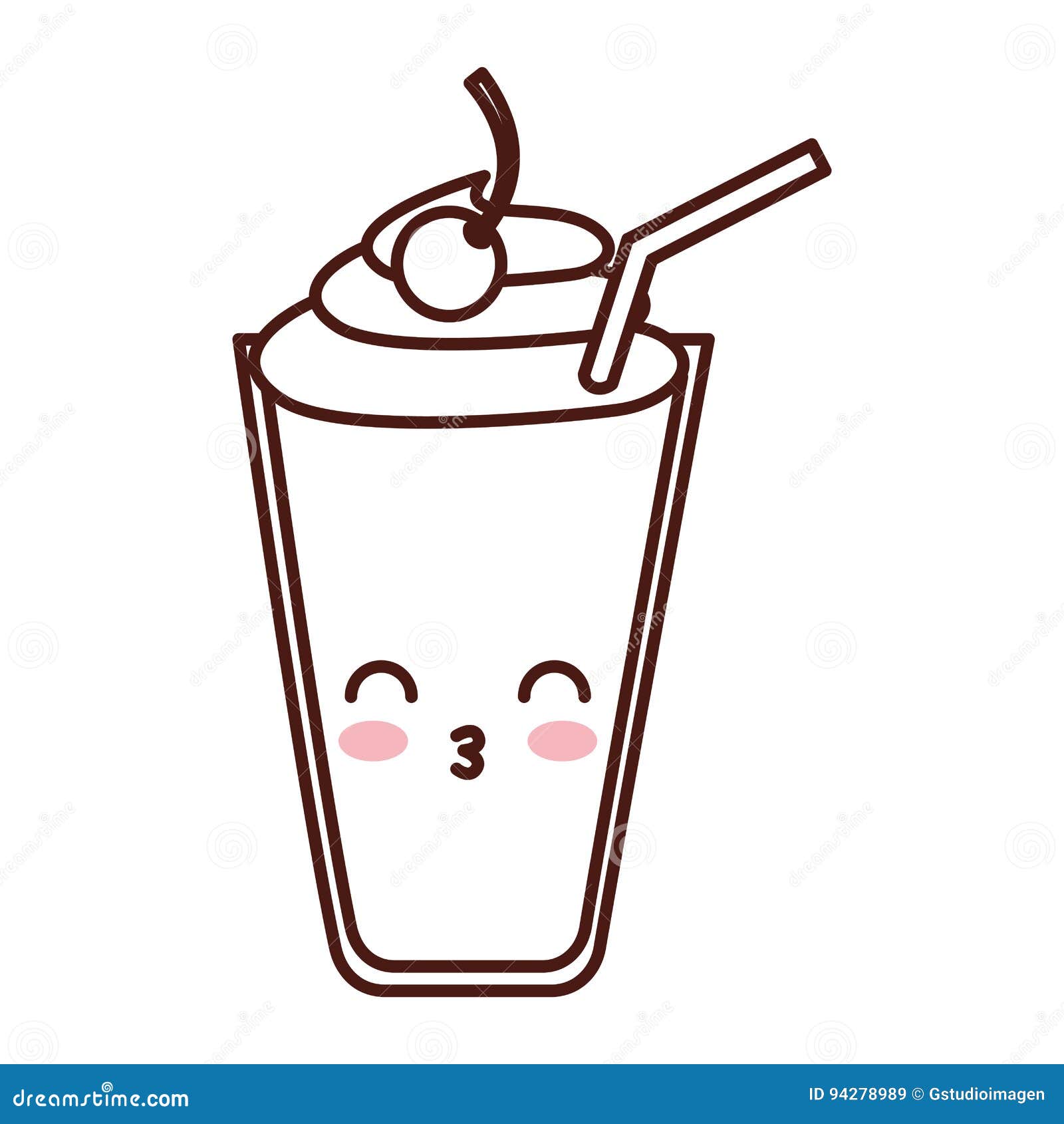 Milkshake Glass Kawaii Character Stock Vector - Illustration of happy,  fresh: 94278989