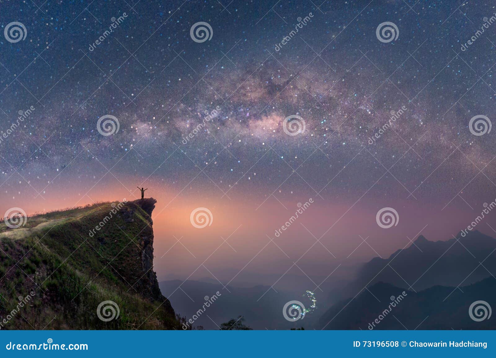 milky way over the mountains of chiang rai, thailand