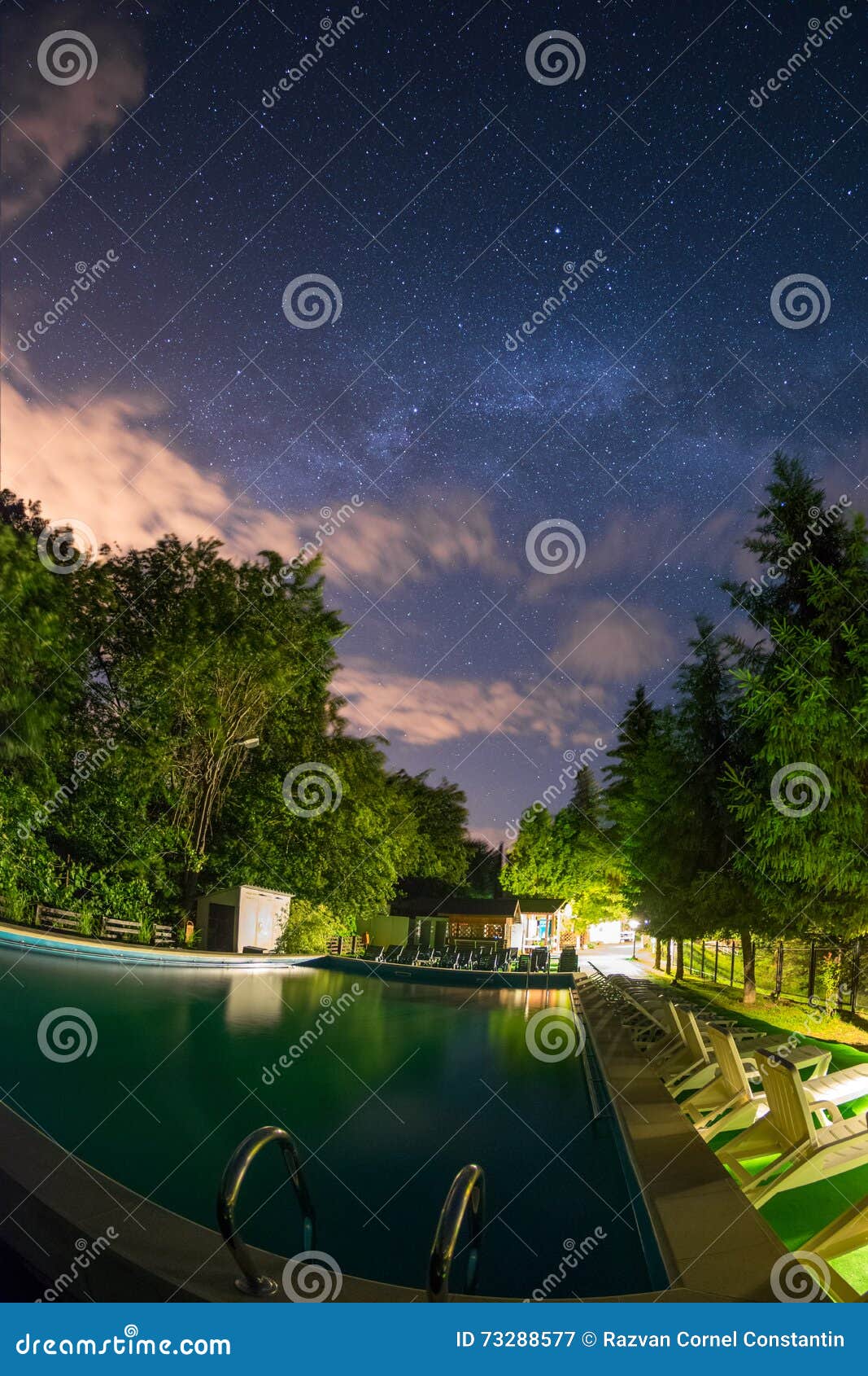 Milky way over the pool stock image. Image of pool, milky 73288577