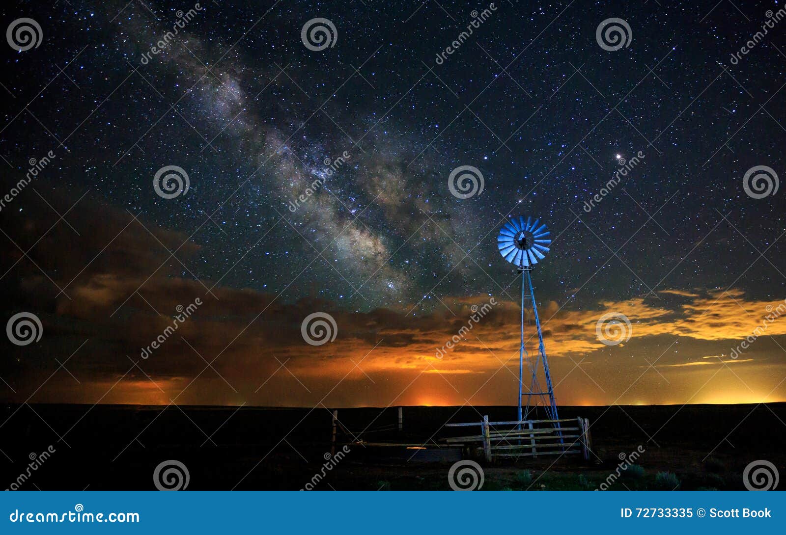 milky way with windmill