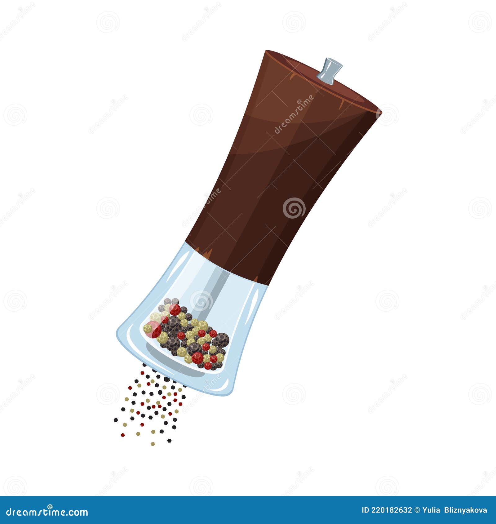 mill for black, red pepper sprinkles seasoning  on white background.
