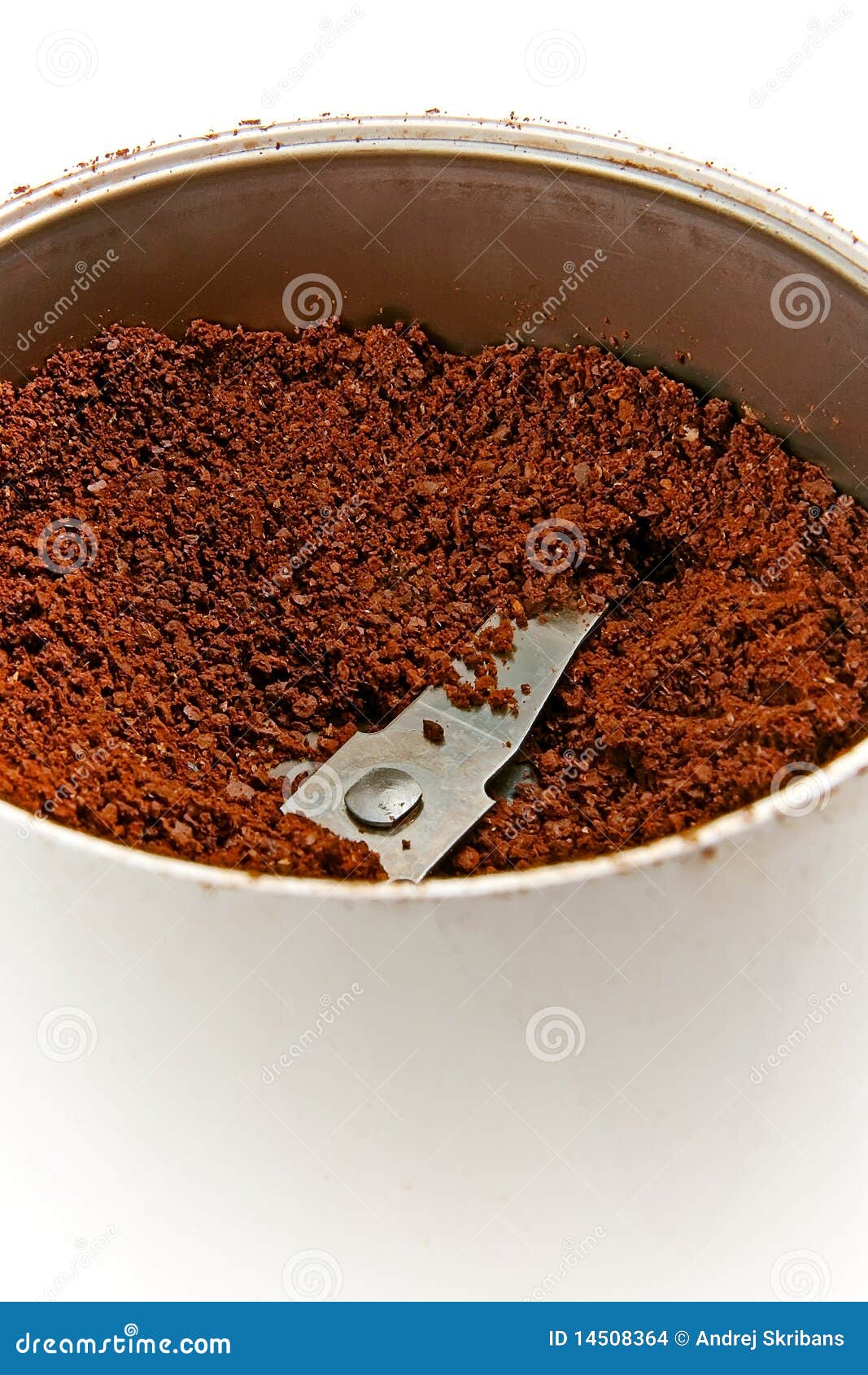 Milled coffee in a grinder stock photo. Image of caffeine 14508364