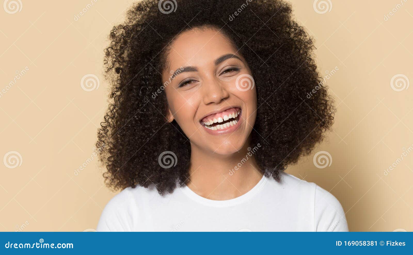 Millennial African American Lady Laughing at Joke, Having Fun. Stock ...