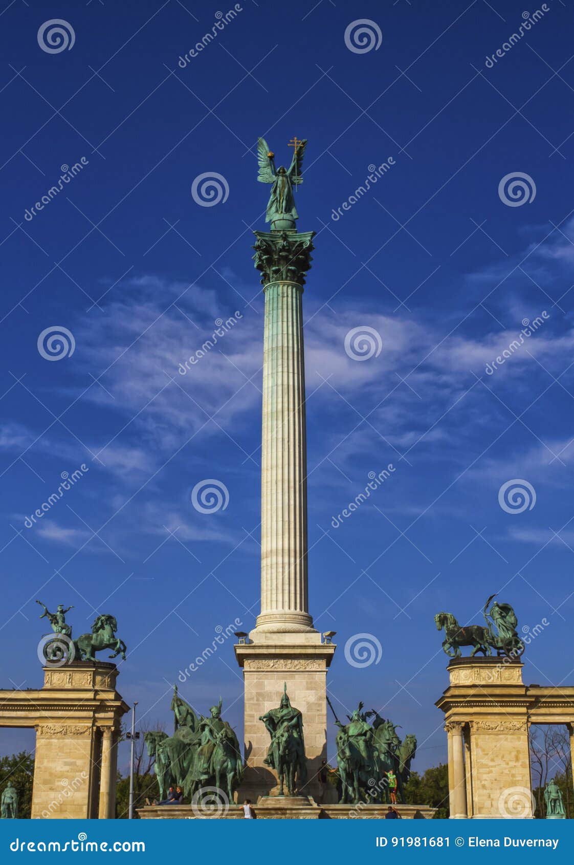 millennium monument on the heroes` square or hosok tere, budapest, hungary
