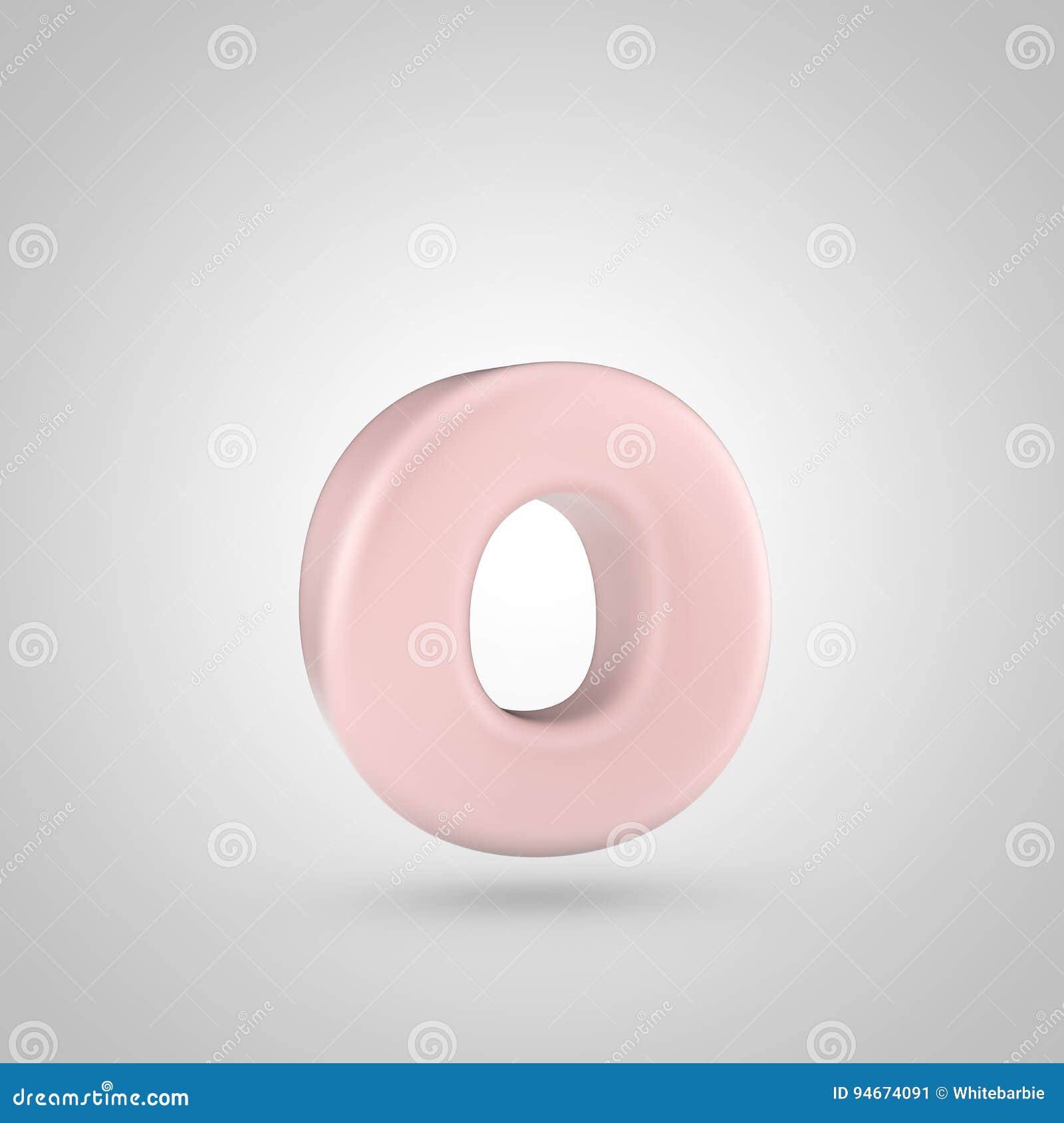 Millennium Pink Color Letter O Lowercase On White Background Stock
