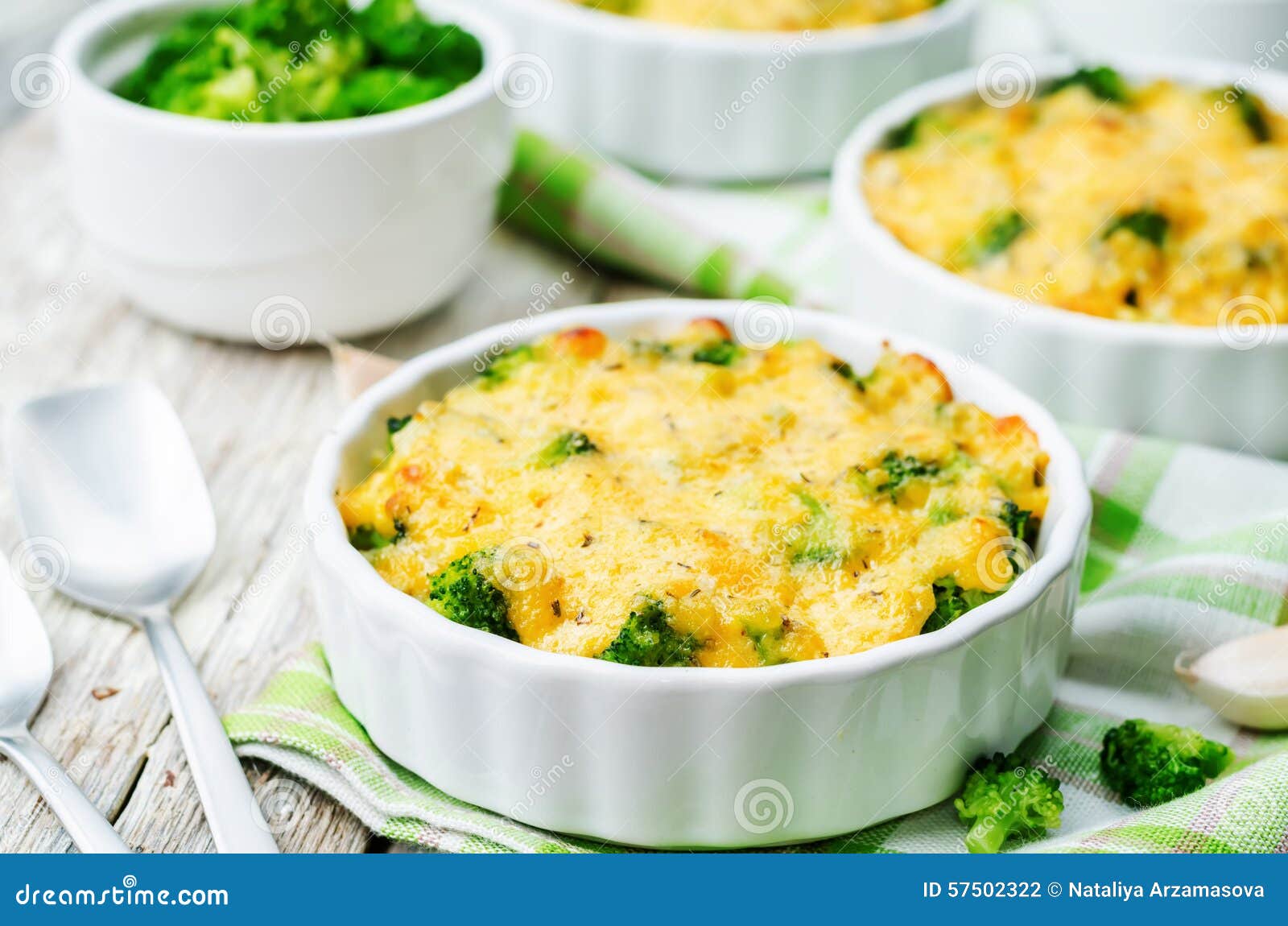 Millet Casserole with Broccoli and Cheese Stock Photo Image of