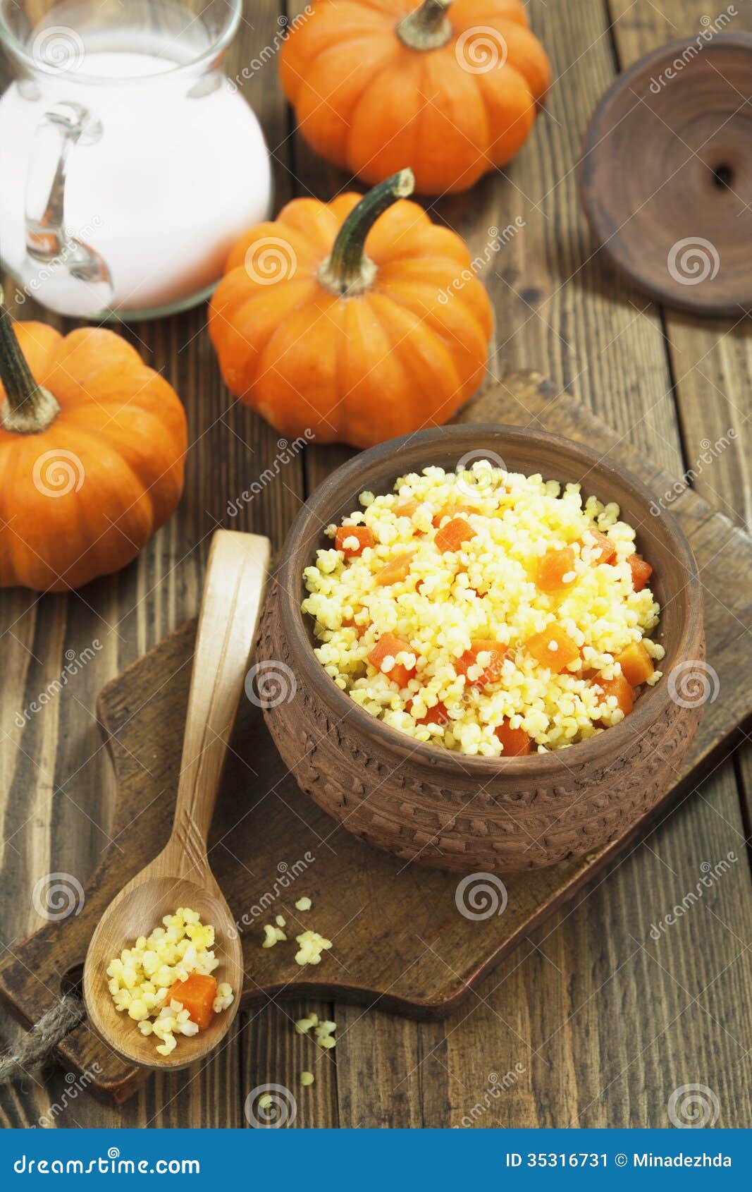 Millet Porridge with Pumpkin Stock Image Image of baby, wood 35316731