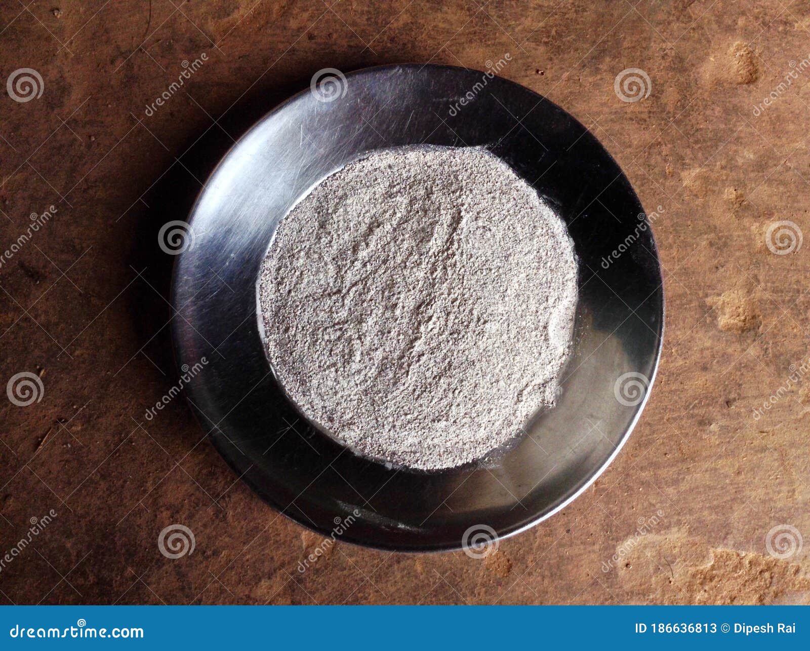 Millet Powder Flour in the Middle of Silver Place Stock Image Image